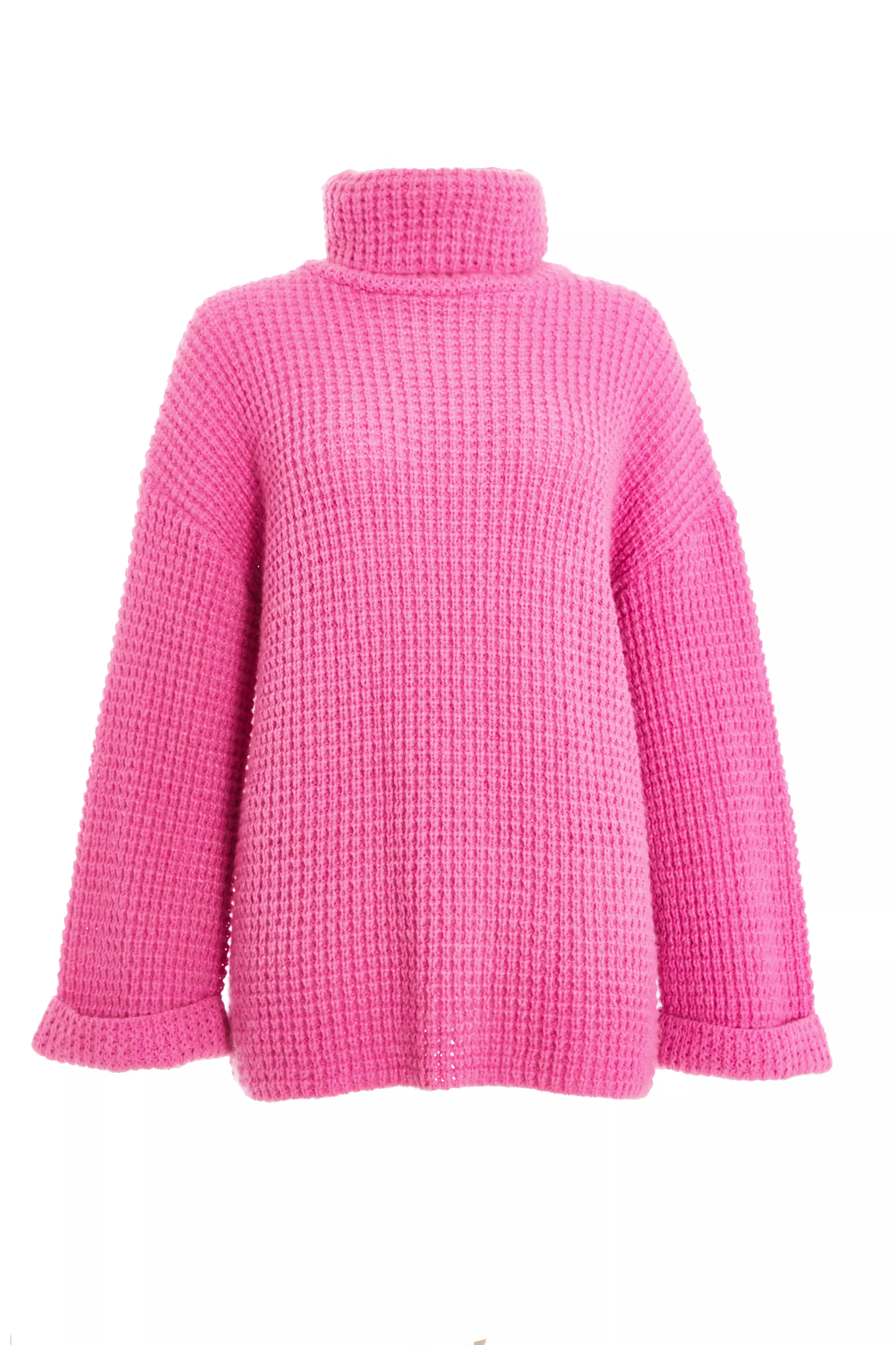 Pink Knitted Roll Neck Jumper