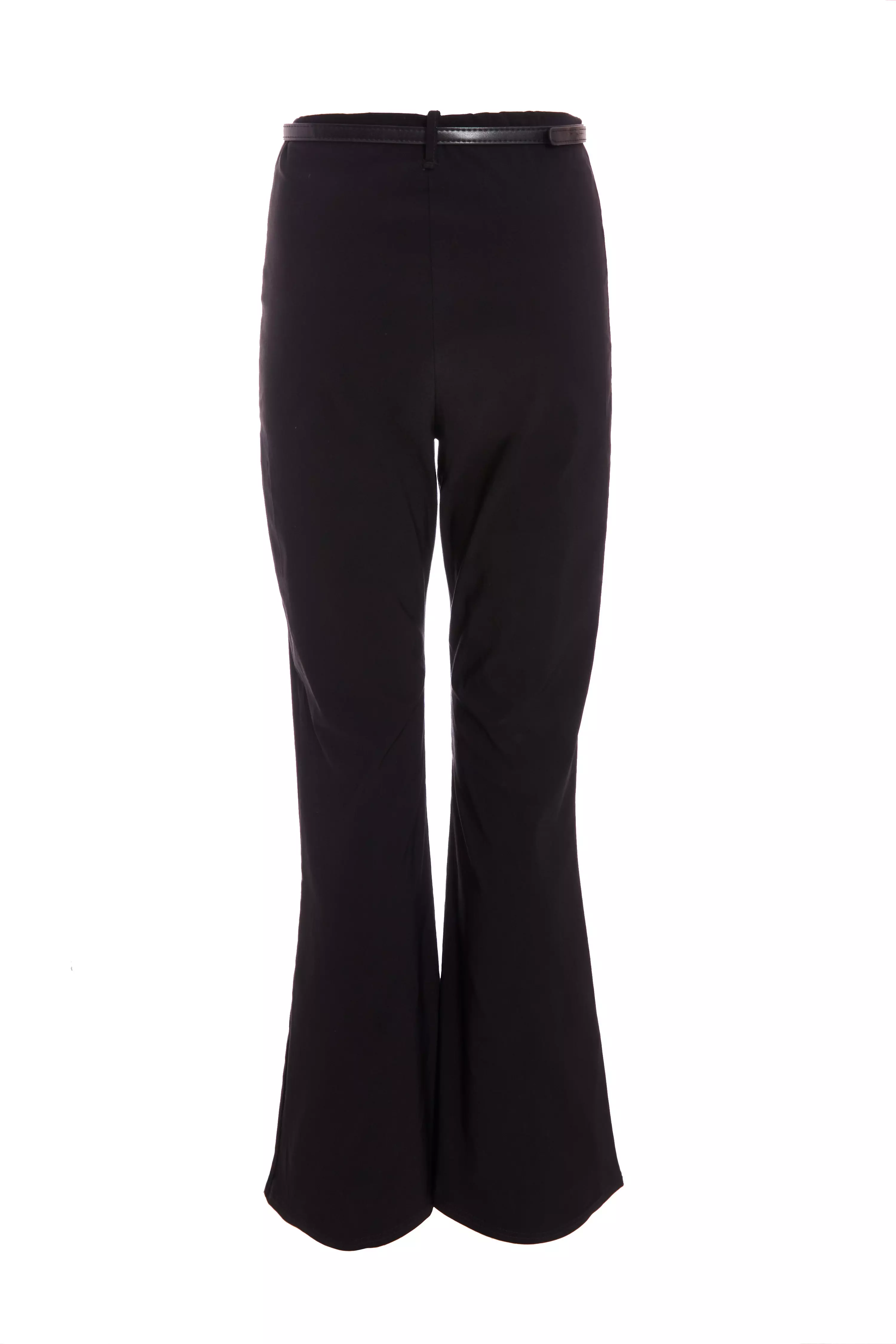 Black Belted Flared Trousers