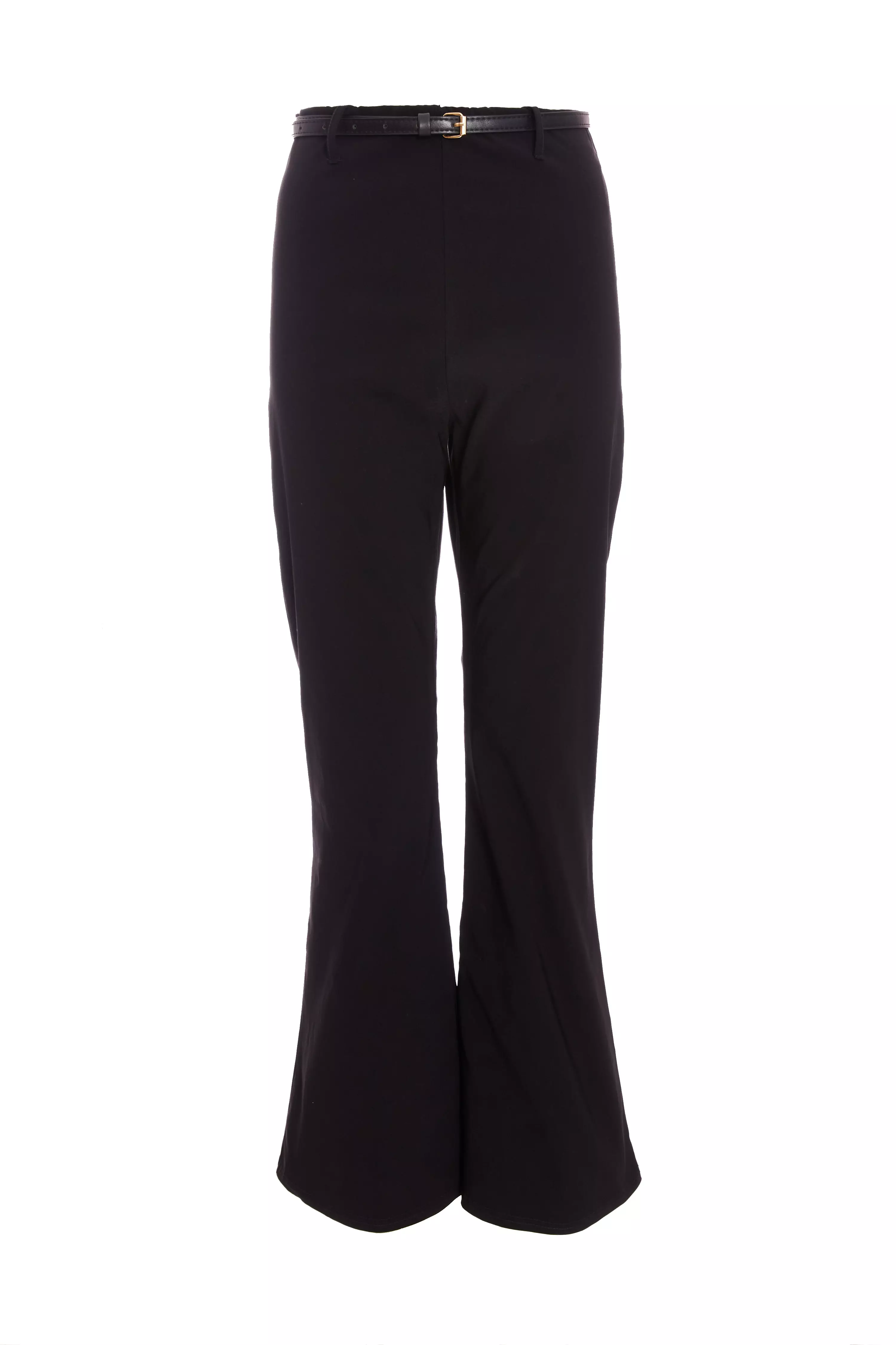 Black Belted Flared Trousers