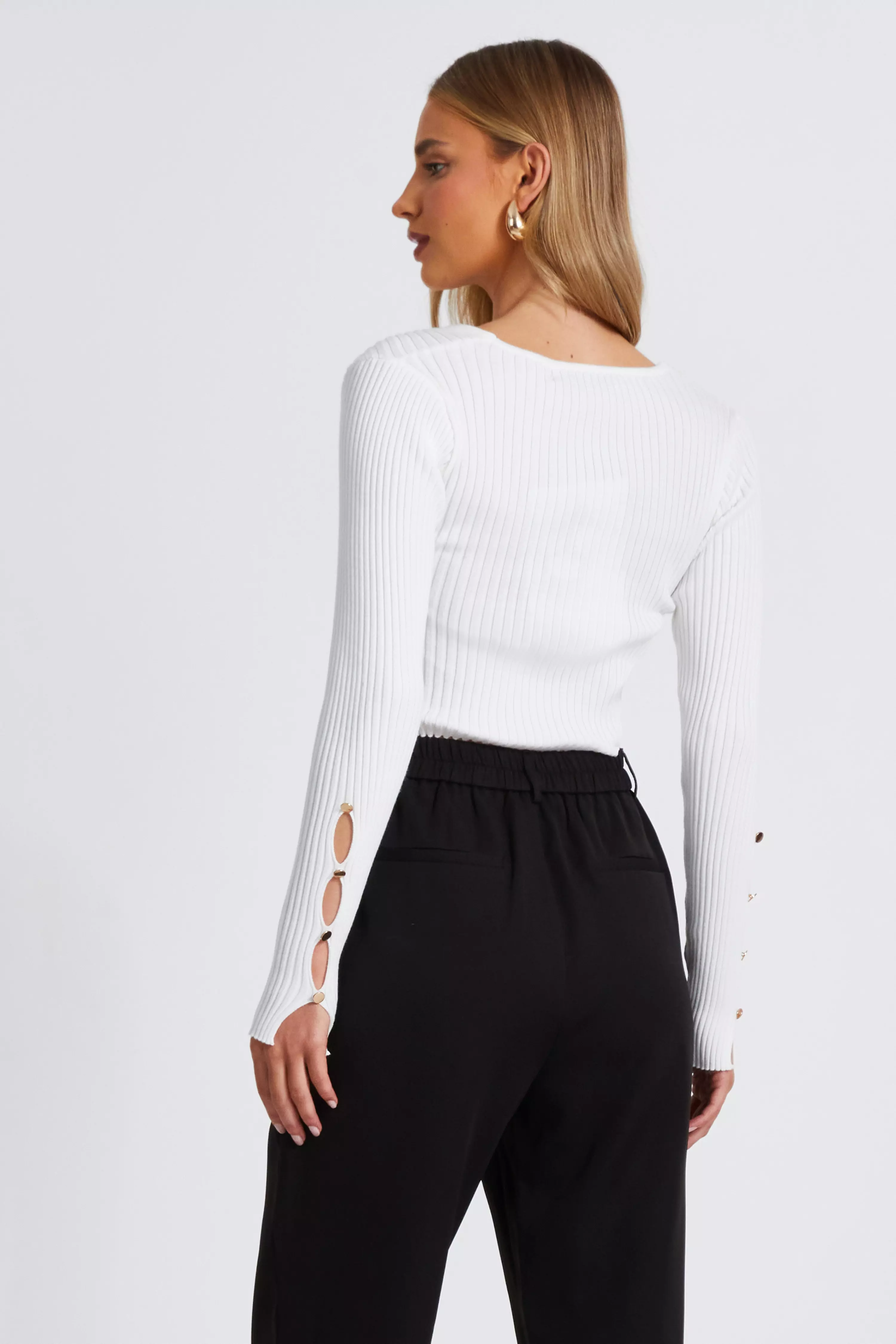 Cream Knit Crossover Cropped Jumper