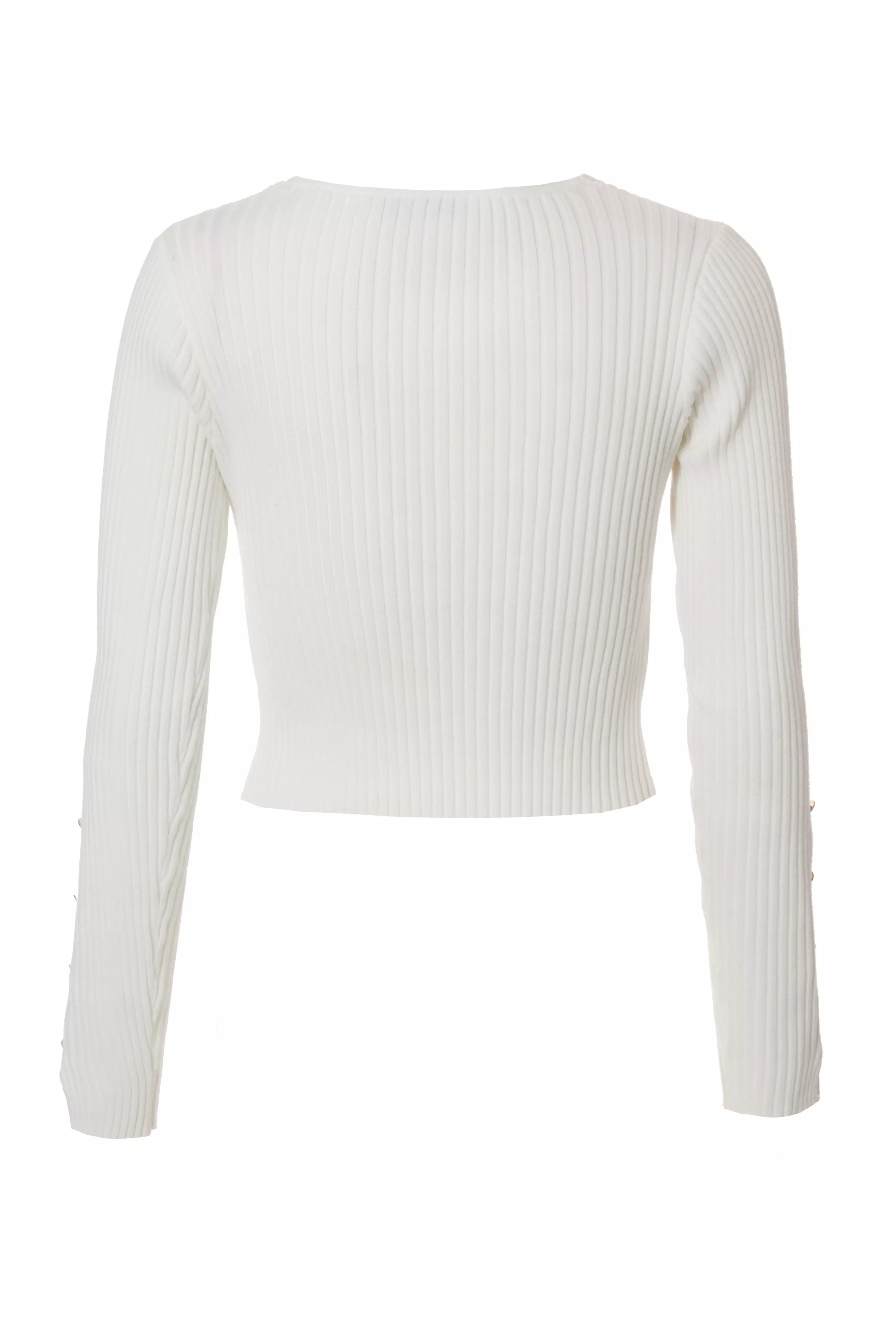 Cream Knit Crossover Cropped Jumper