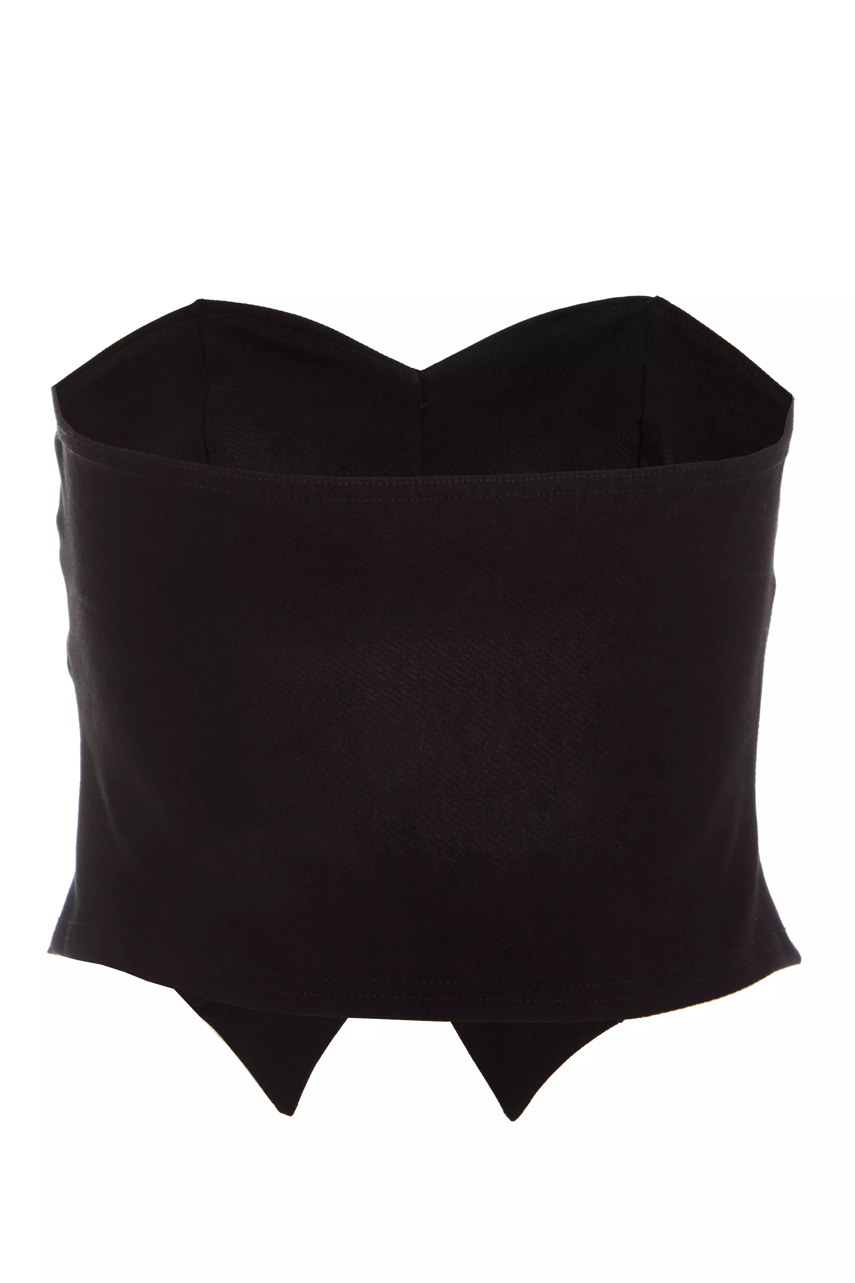 Black Textured Button Front Top