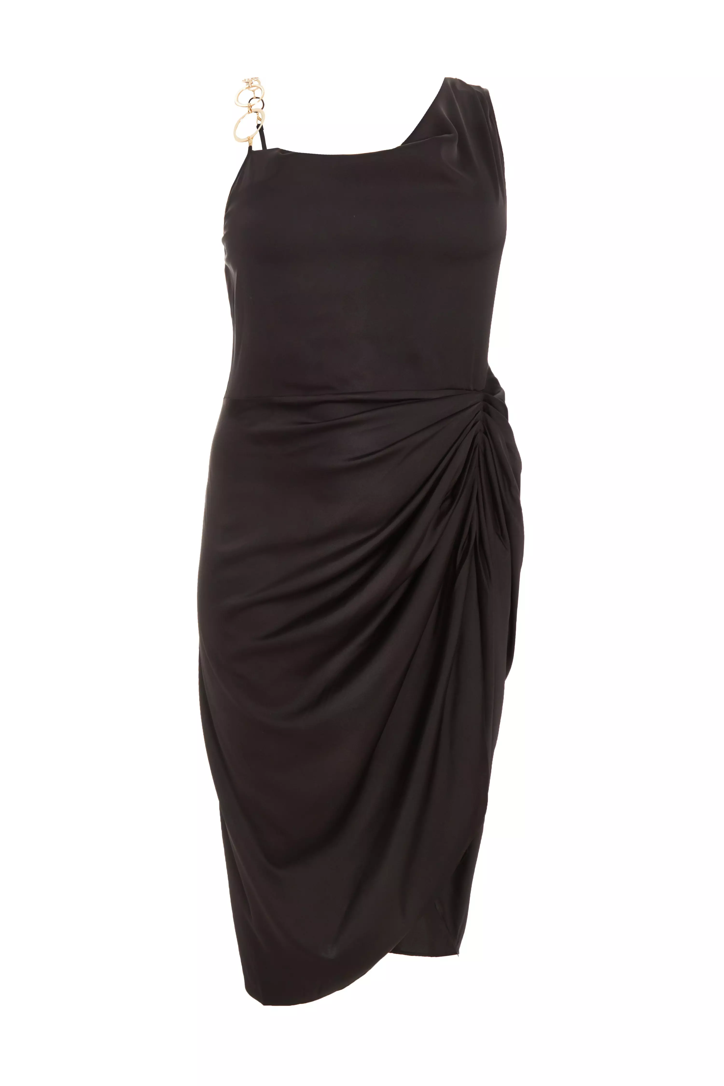 Curve Black Satin Midi Dress