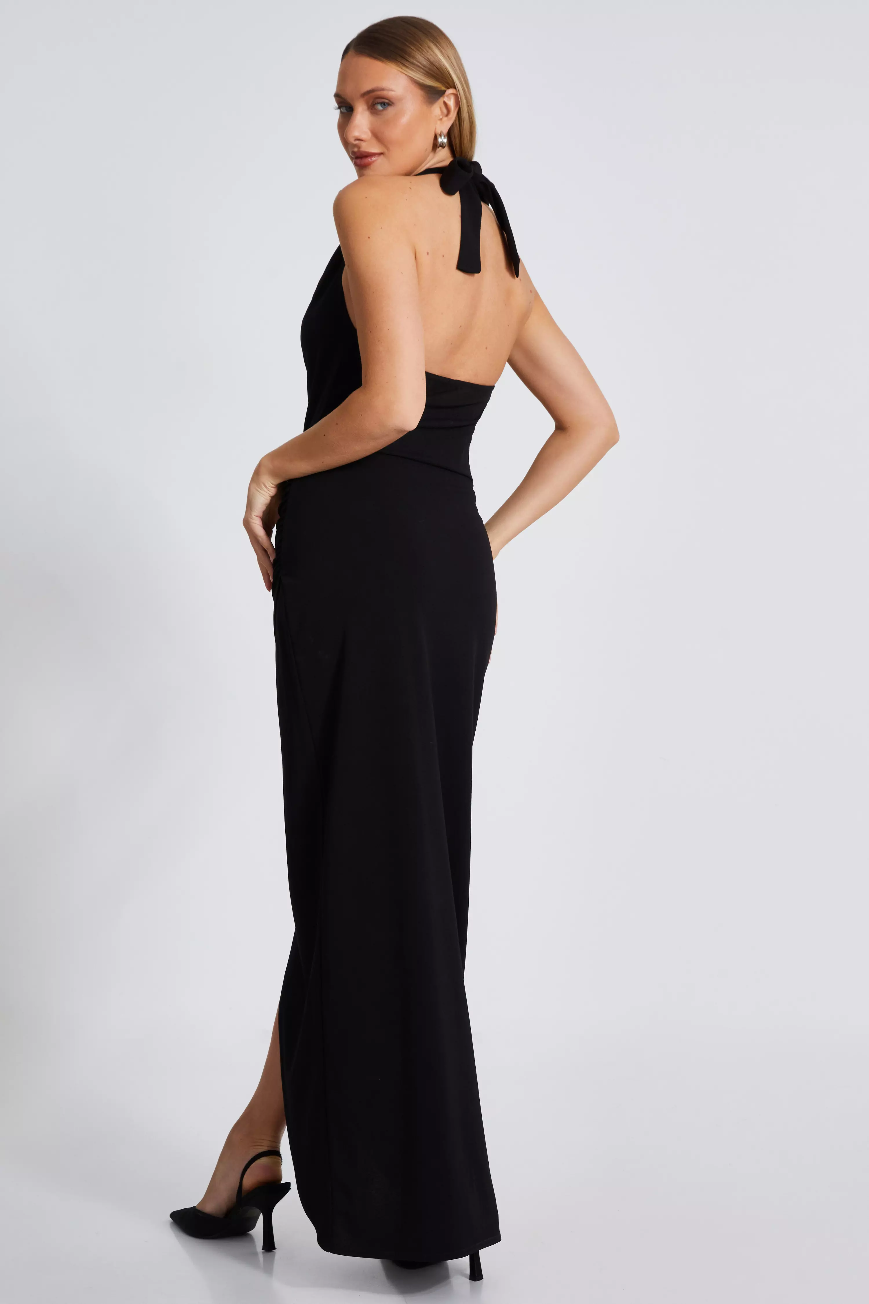 Black Halter Neck Maxi Dress