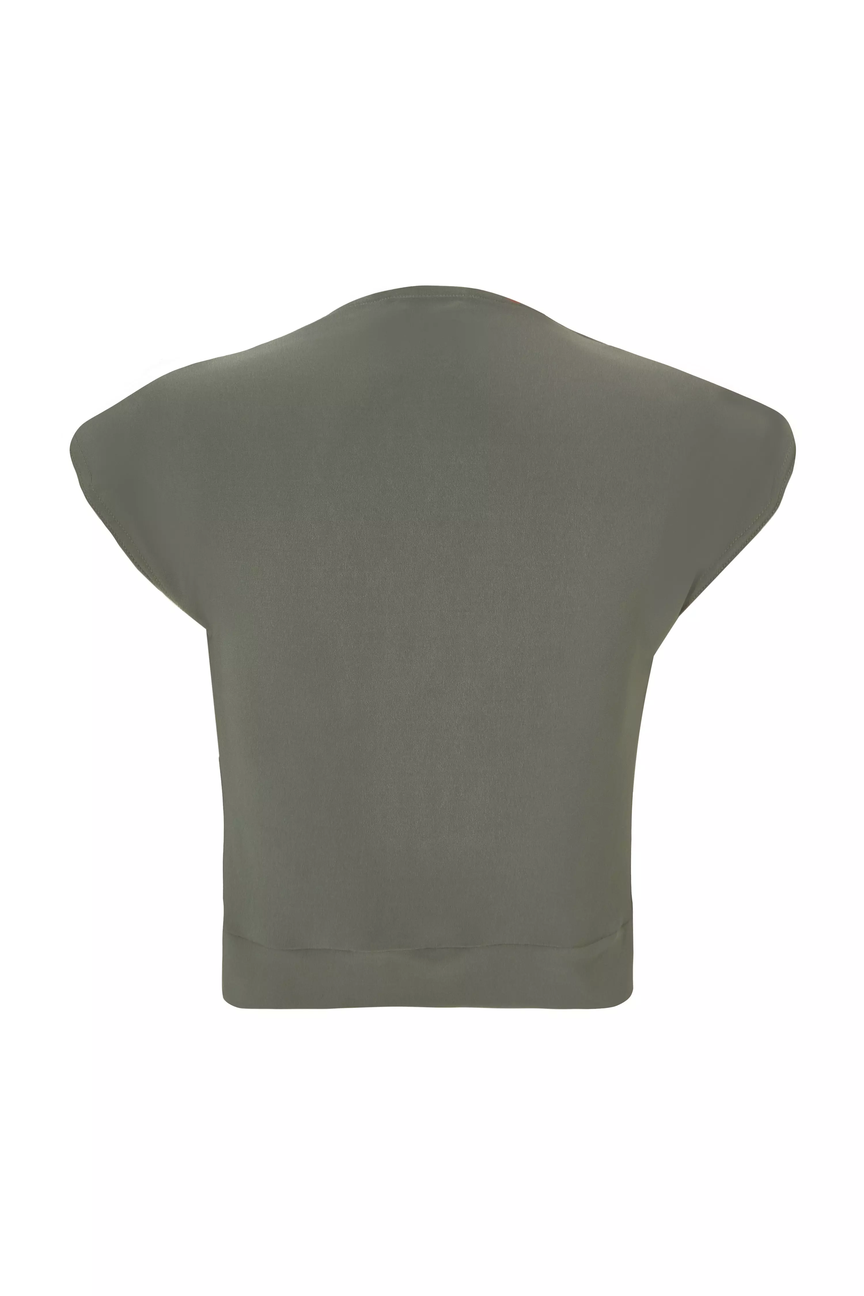 Khaki High Neck Crop Top
