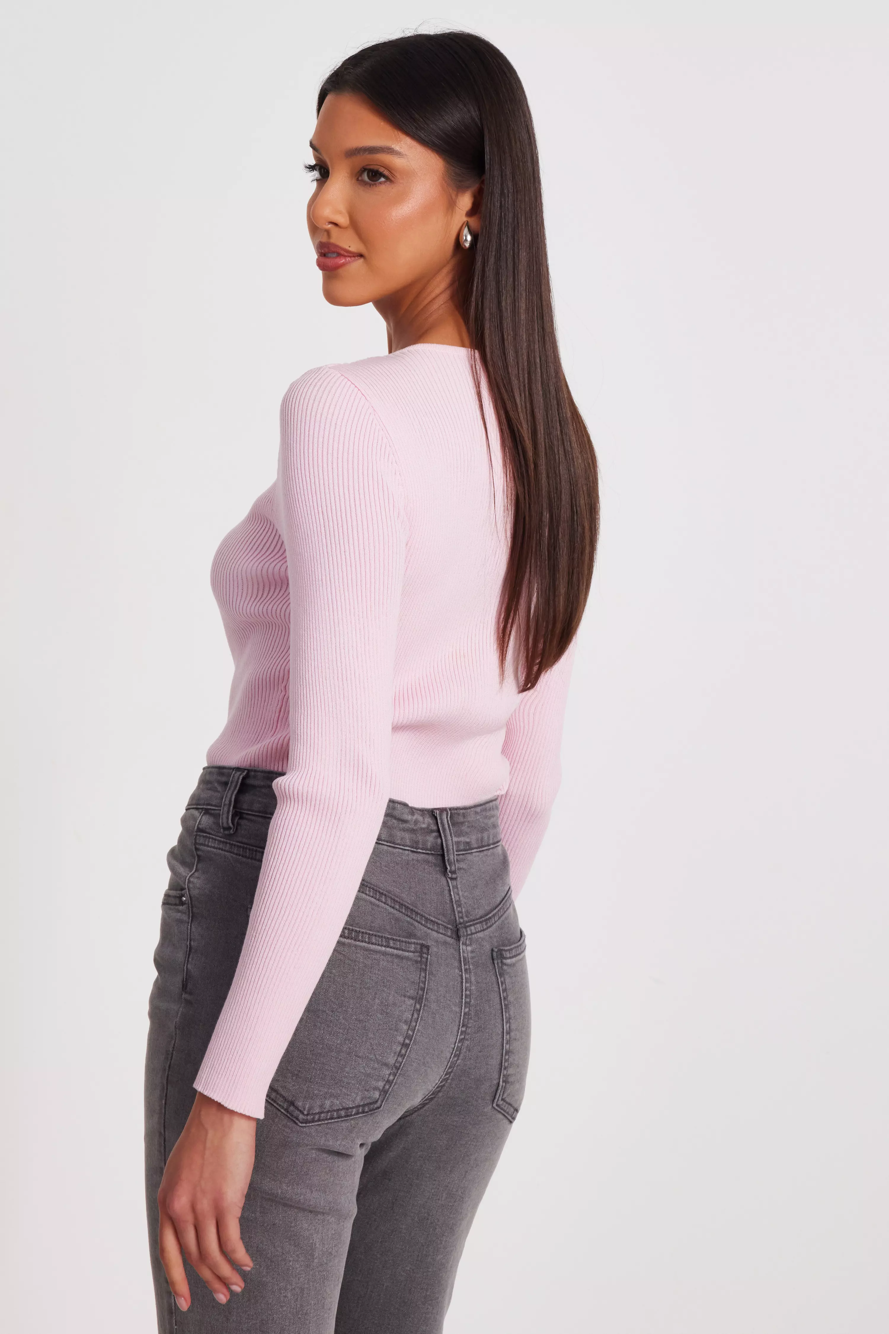 Pink Knitted Bow Detail Top