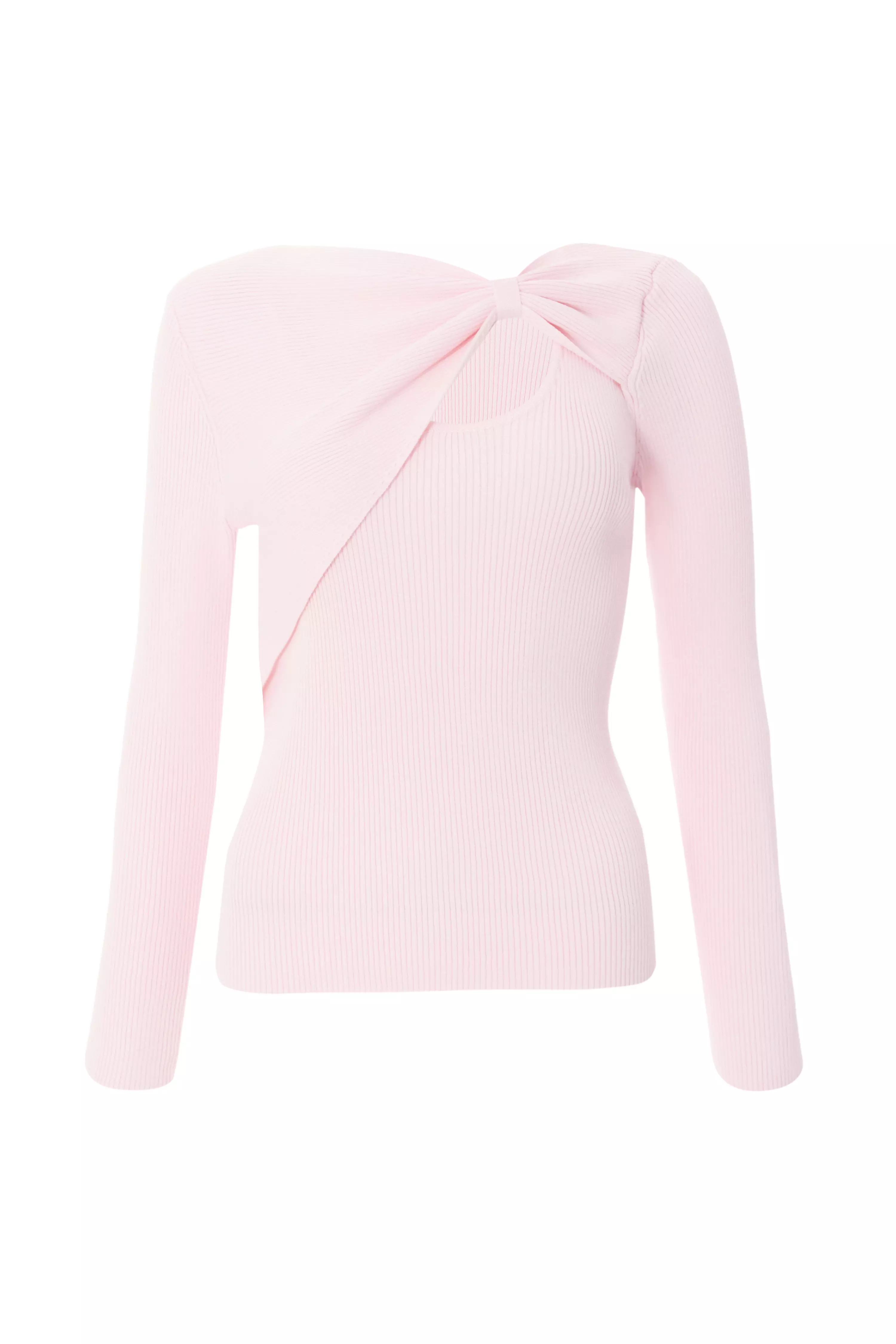 Pink Knitted Bow Detail Top