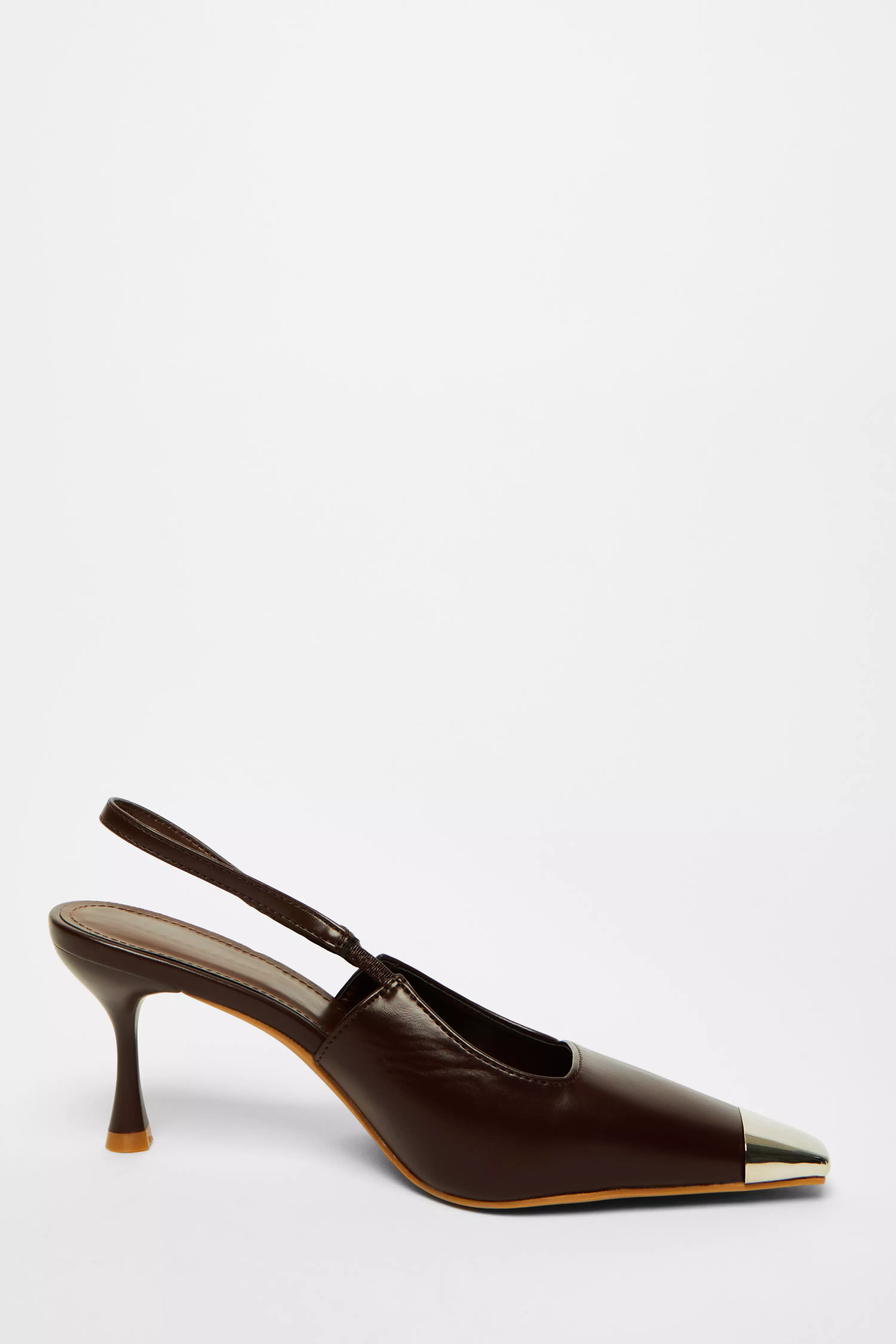 Brown Faux Leather Court Heel