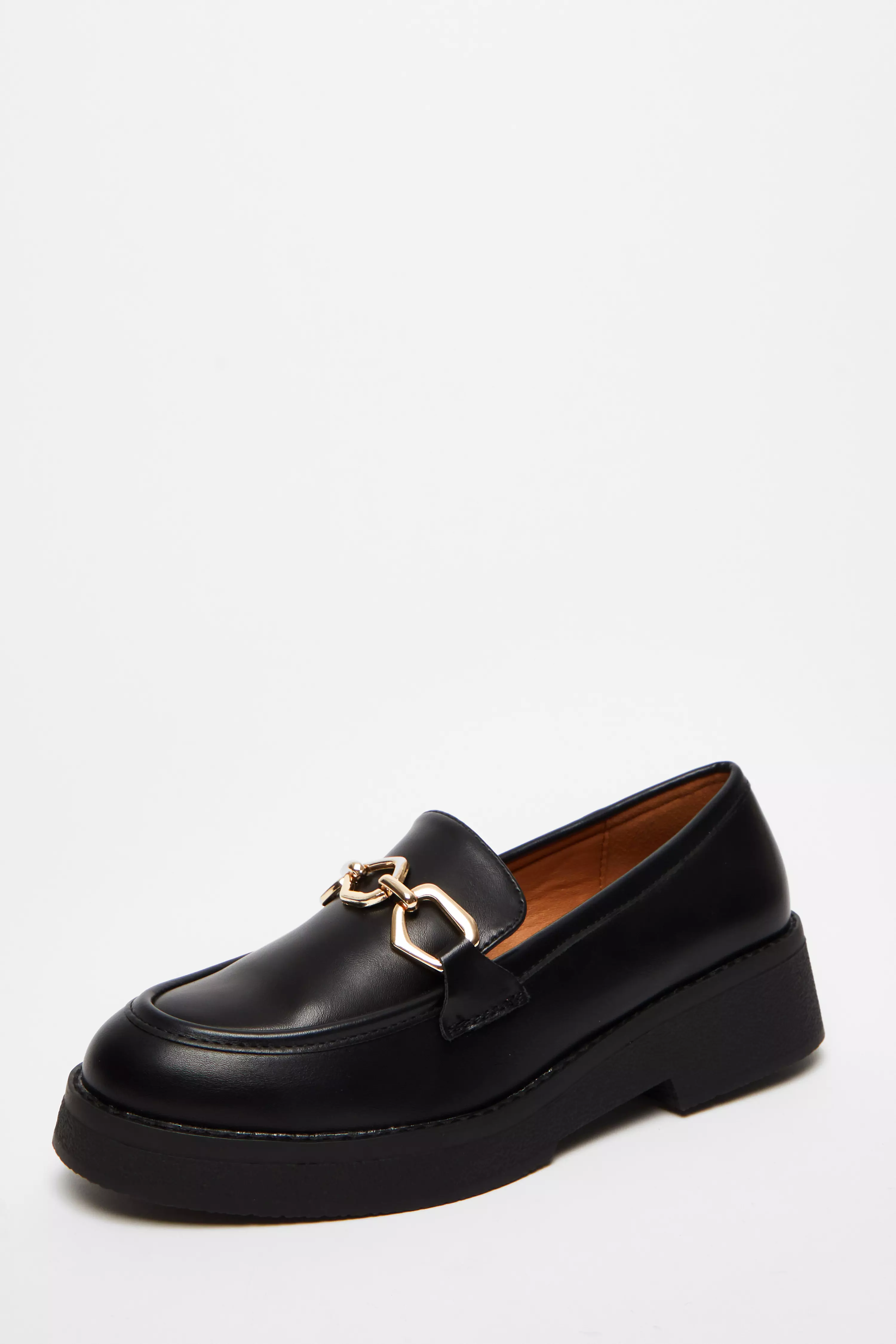 Black Chunky Patent Loafers