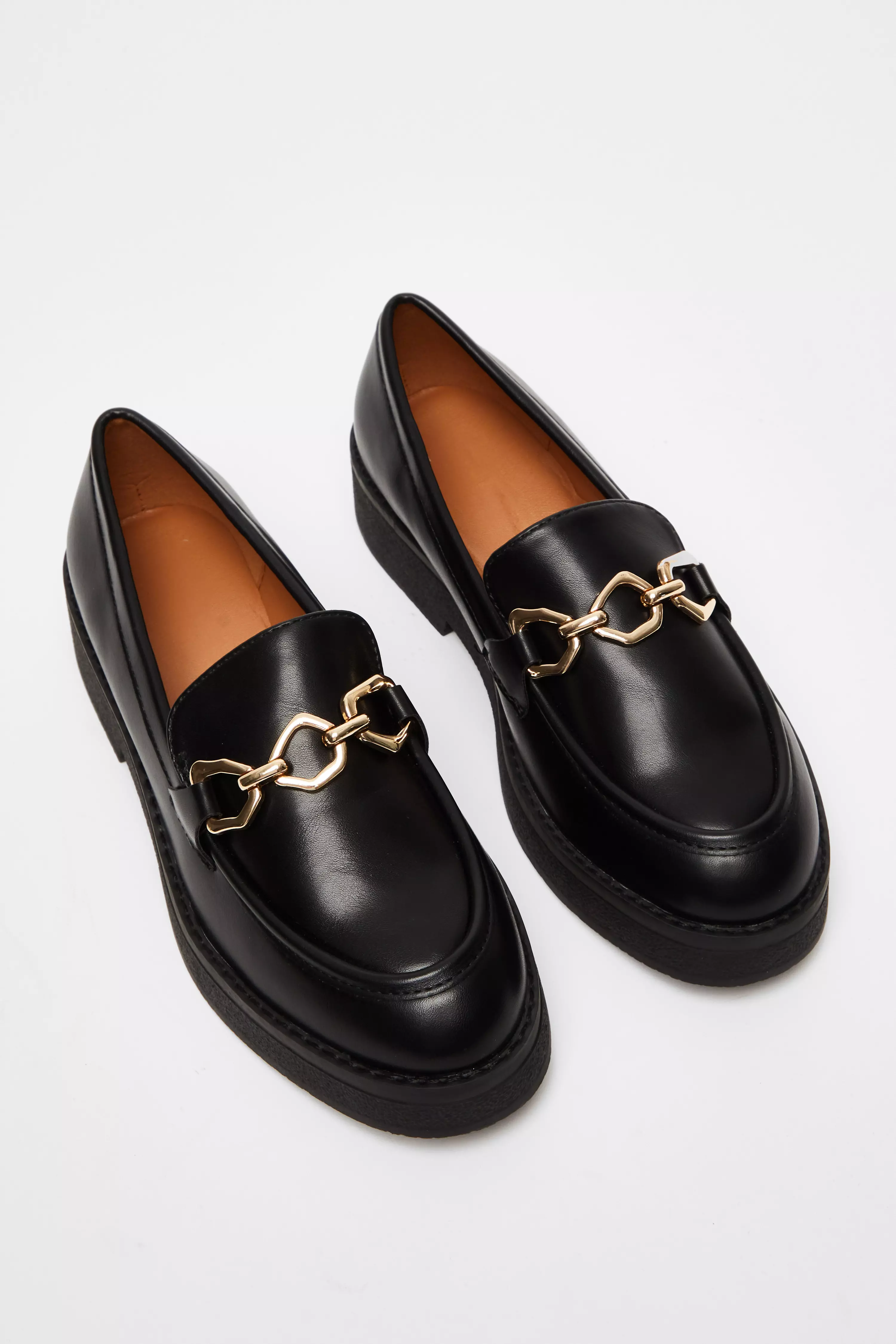 Black Chunky Patent Loafers