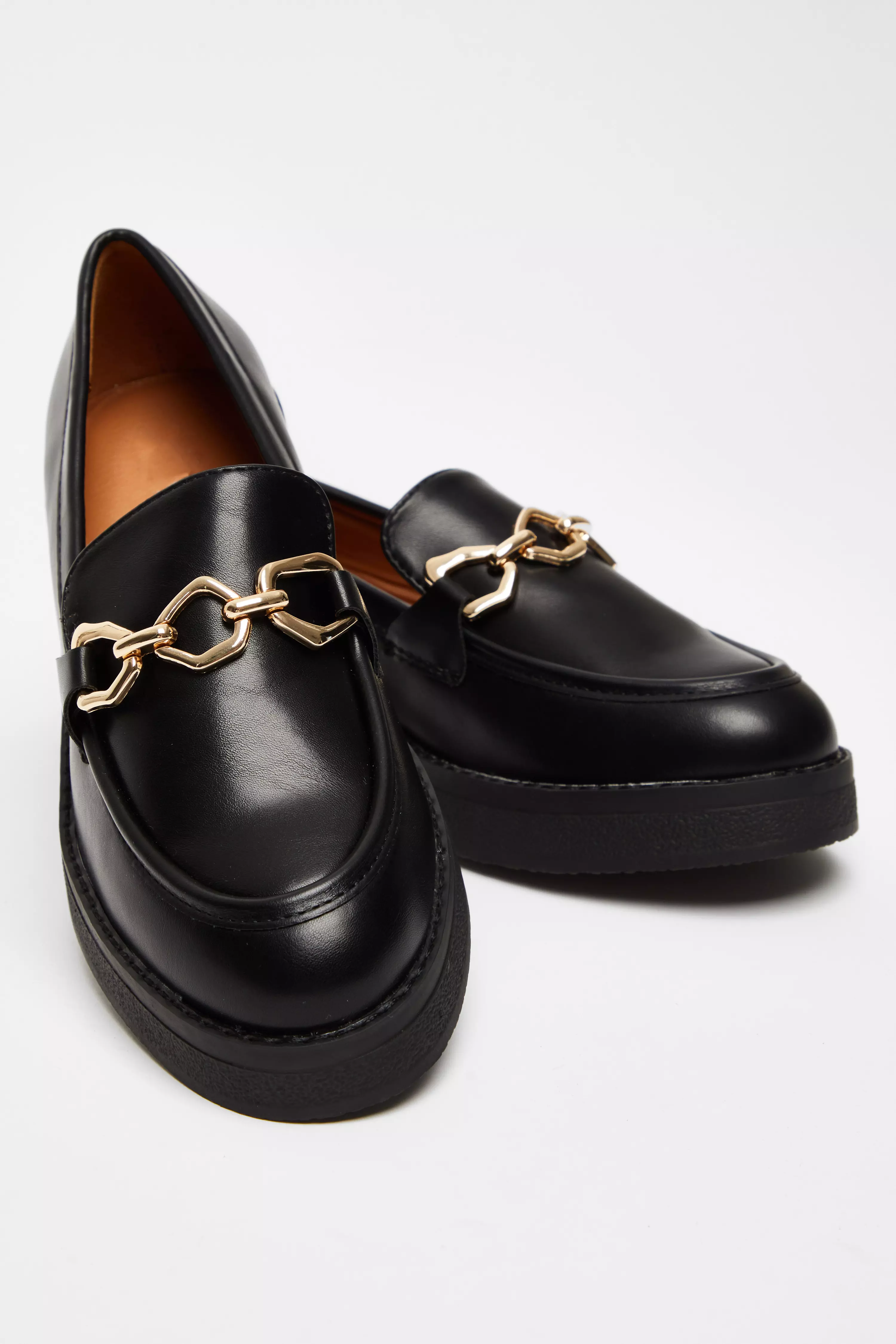 Black Chunky Patent Loafers