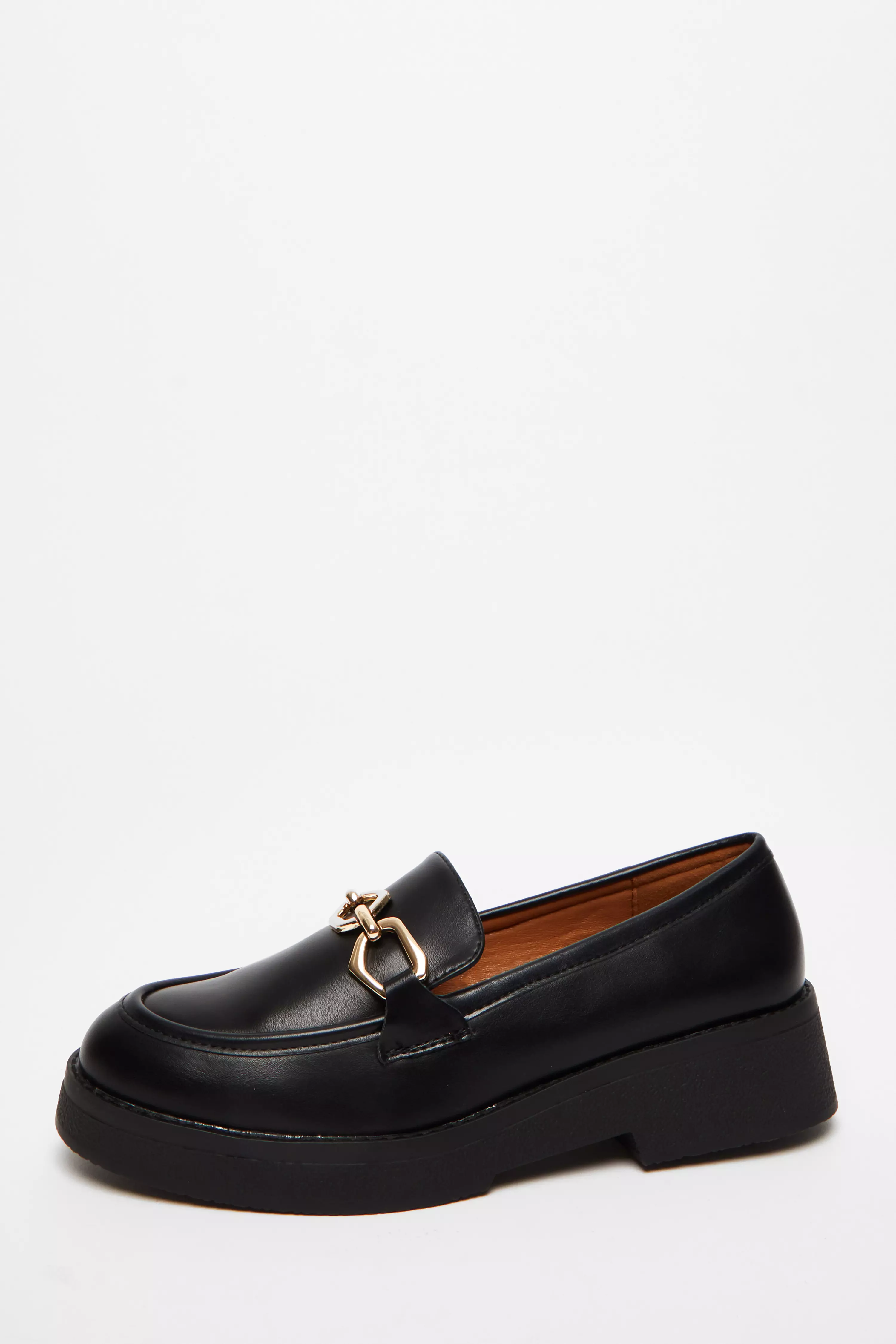 Black Chunky Patent Loafers