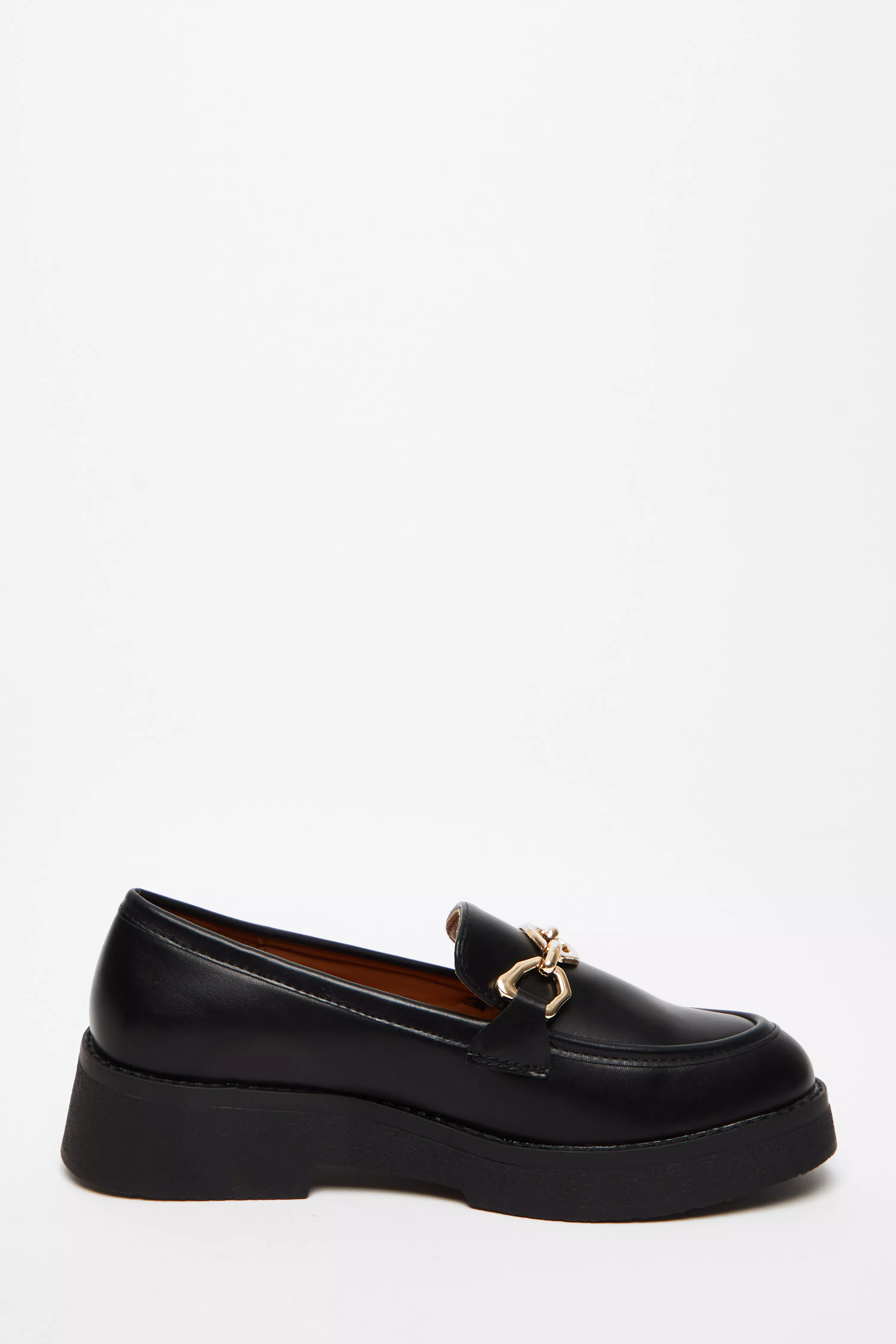 Black Chunky Patent Loafers