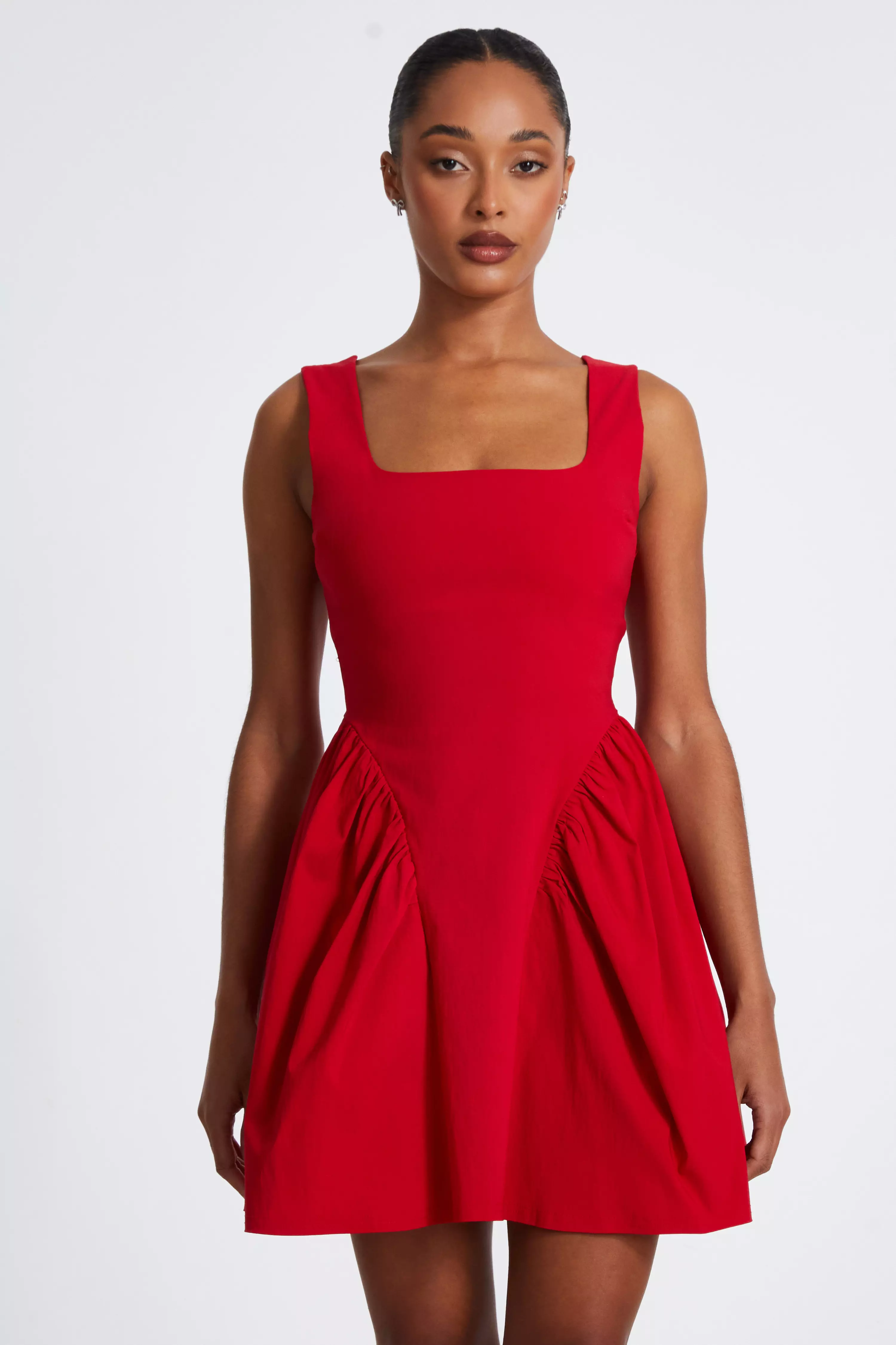 Red Scoop Back Skater Dress