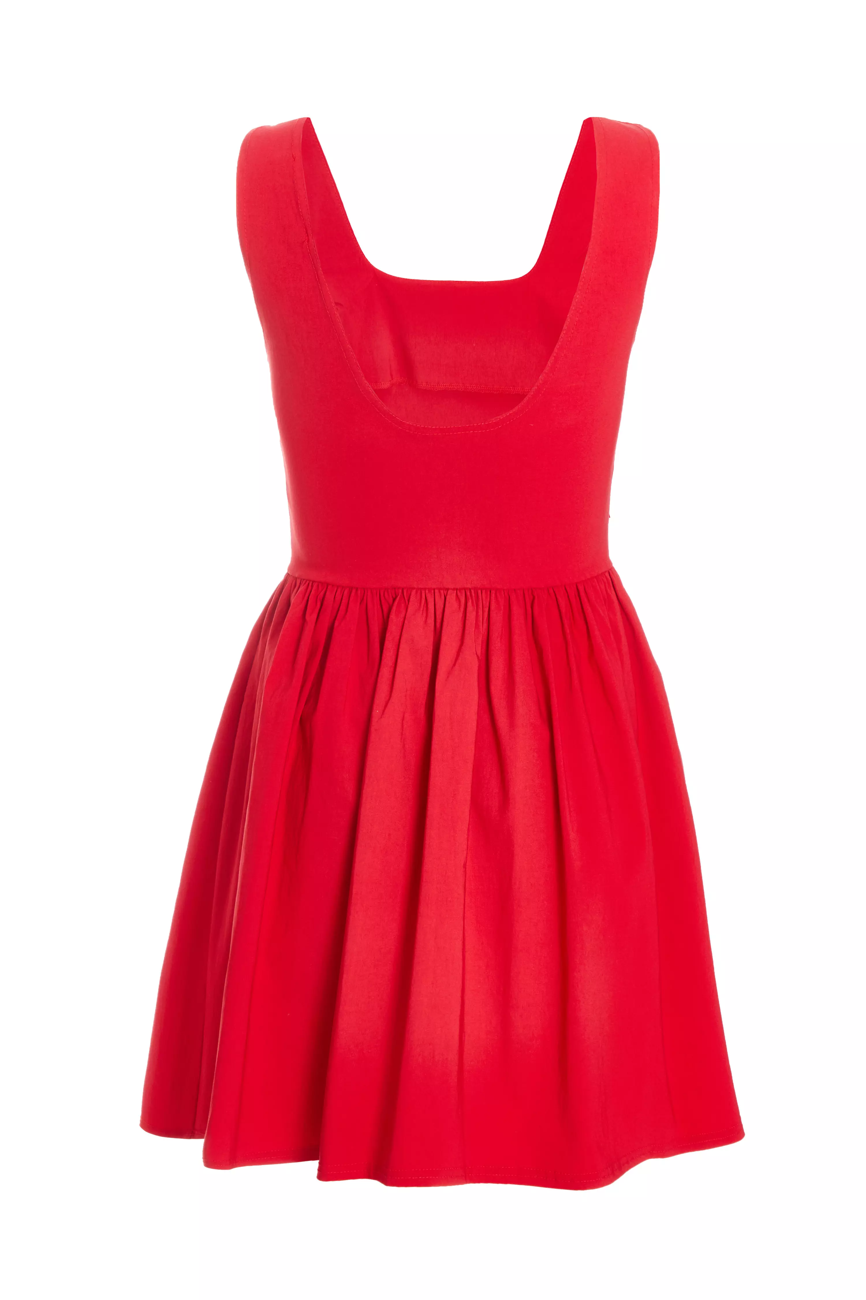 Red Scoop Back Skater Dress