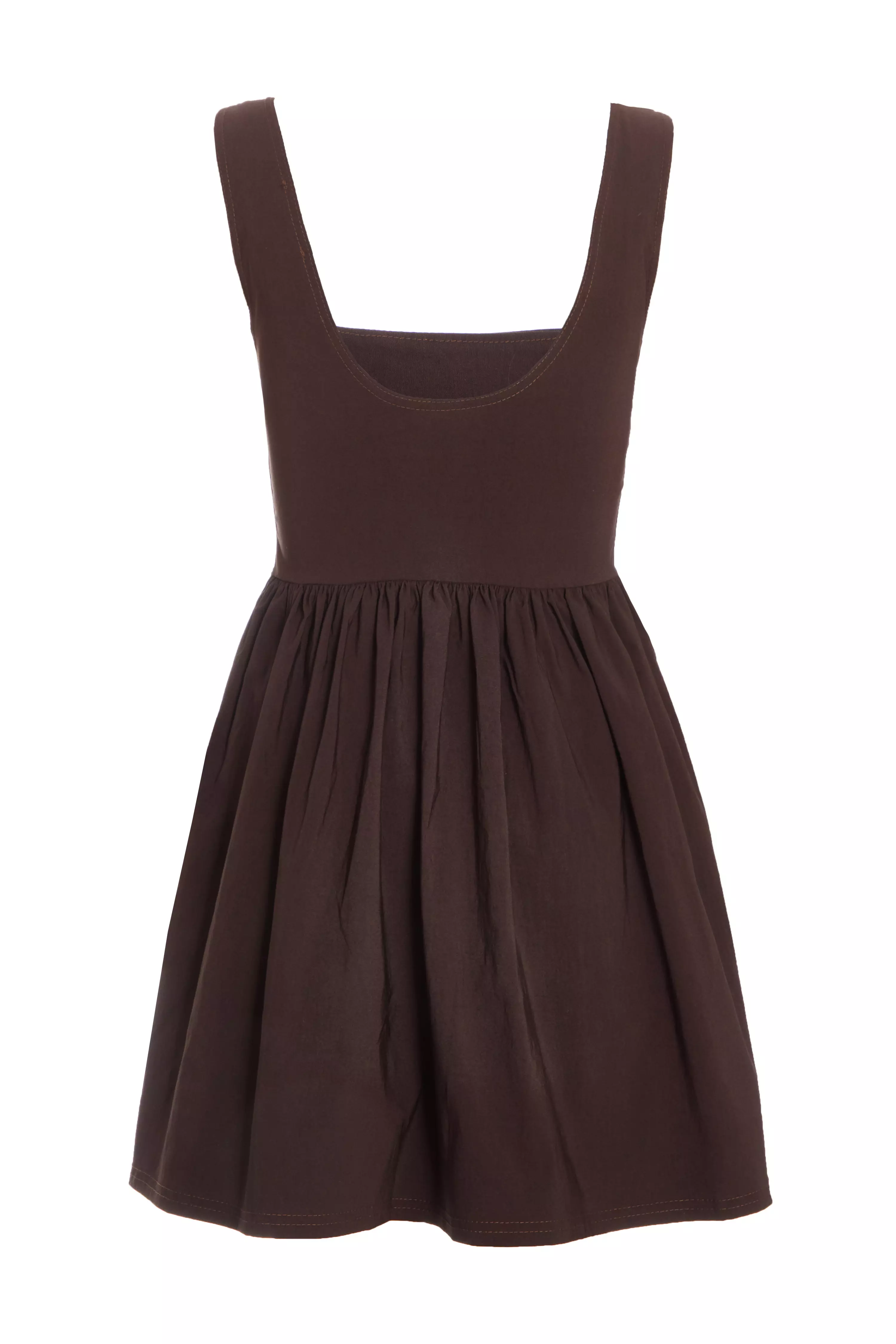 Brown Scoop Back Skater Dress