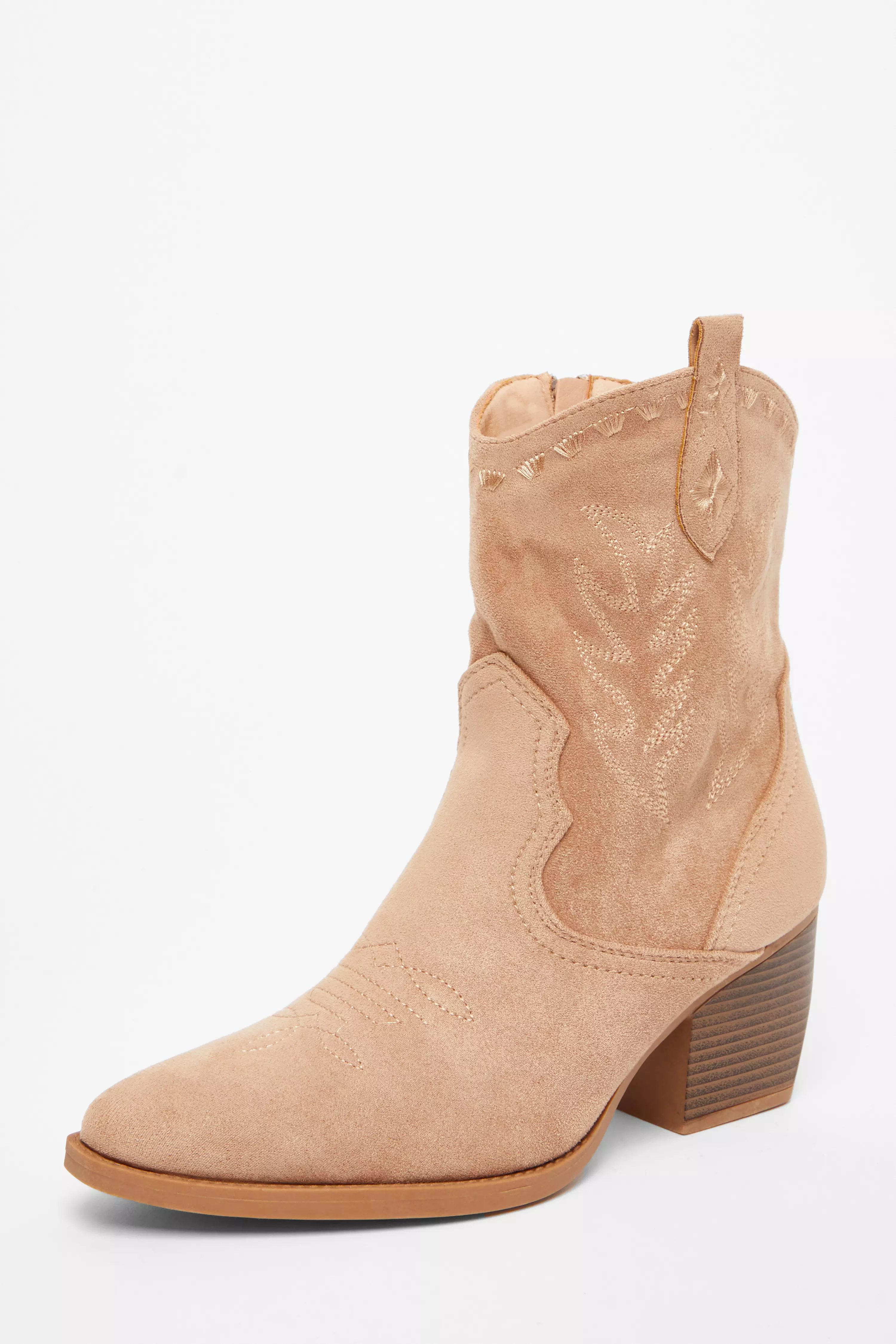 Taupe Western Ankle Boots