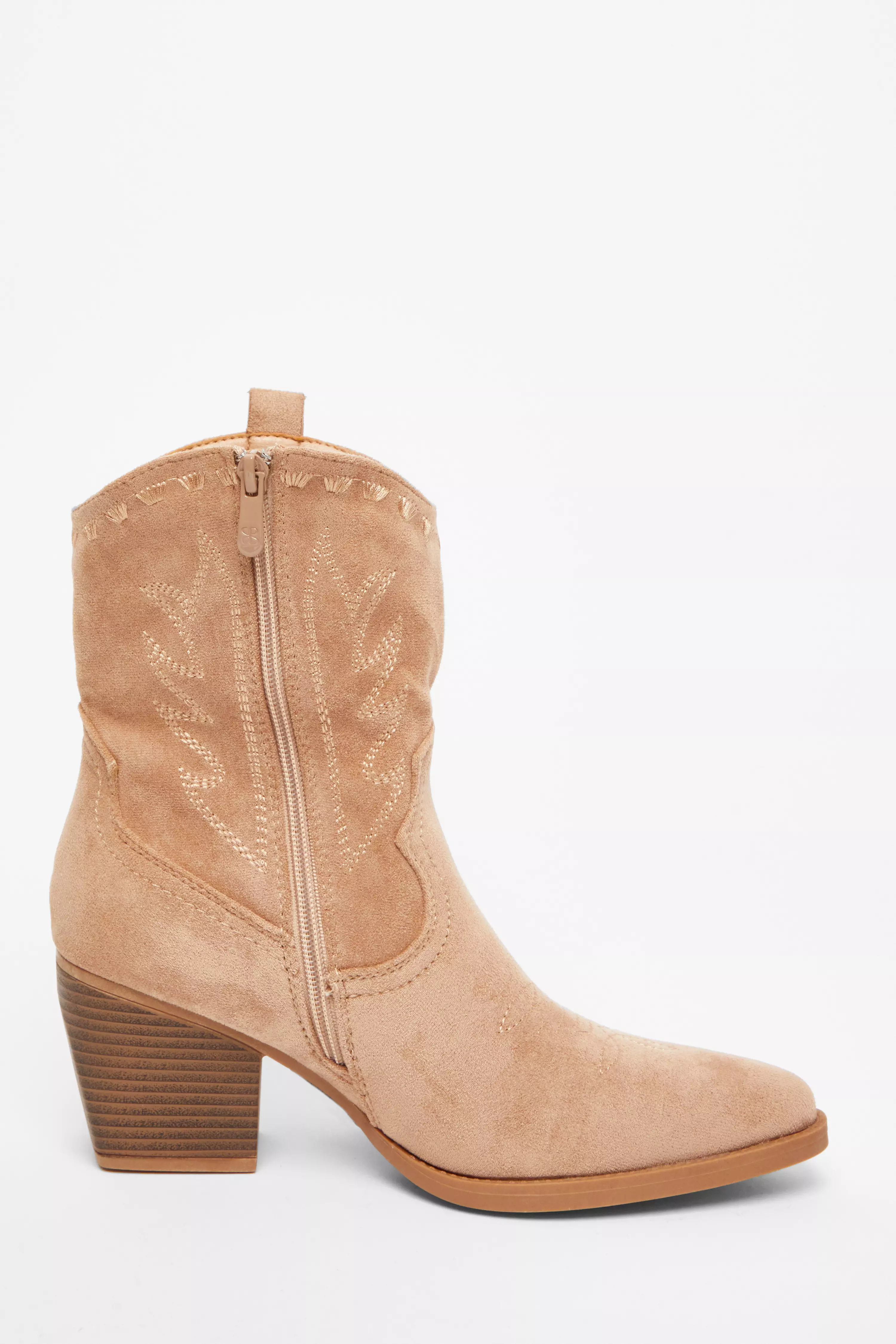 Taupe Western Ankle Boots