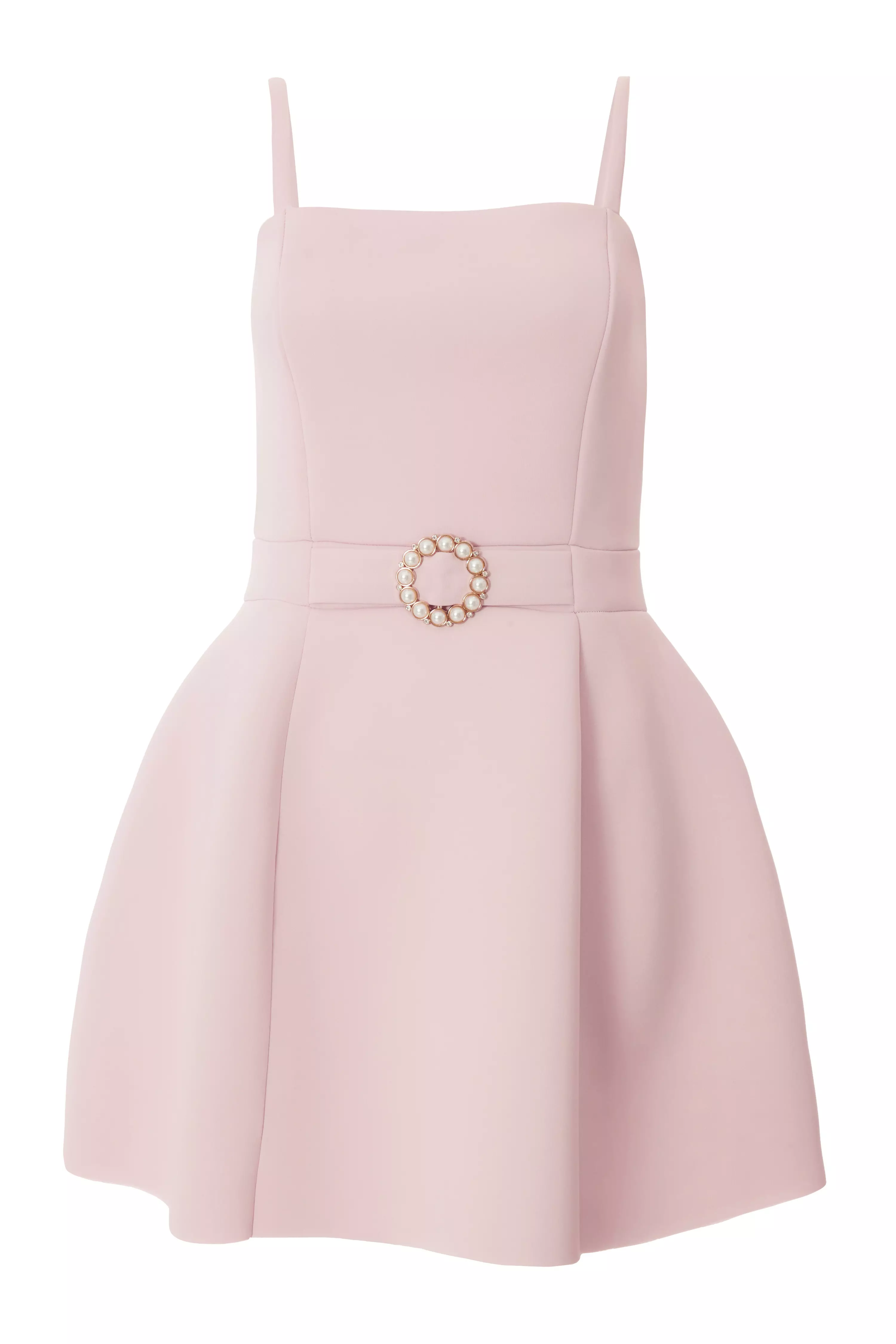 Pale Pink Buckle Mini Dress