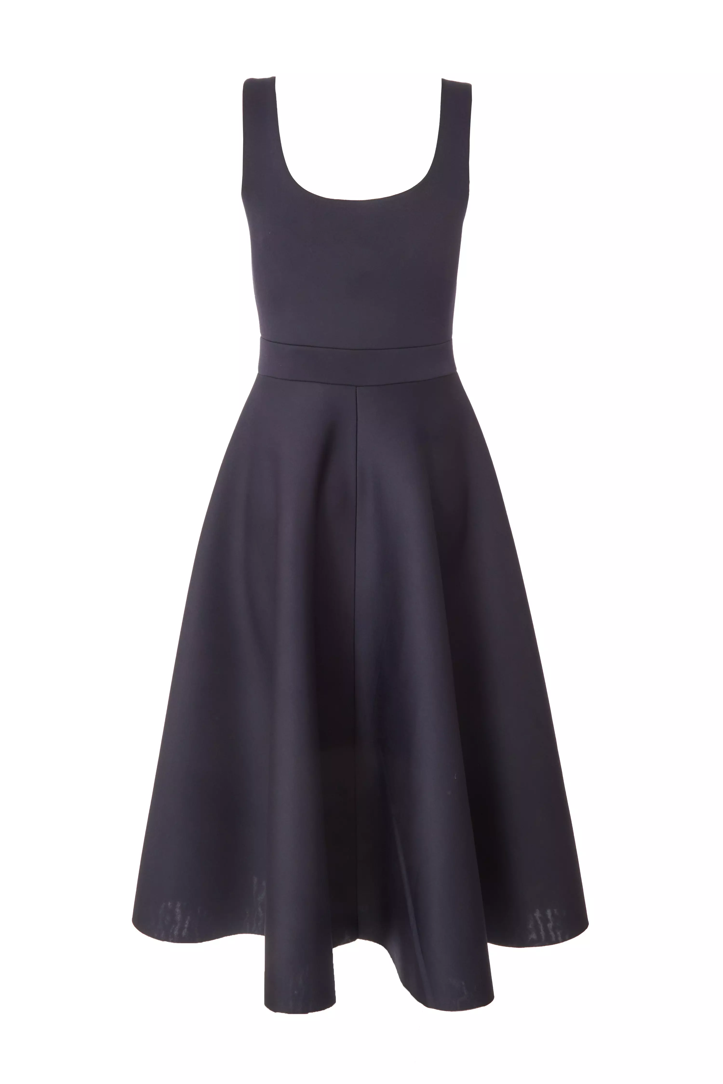 Navy Square Neckline Skater Dress