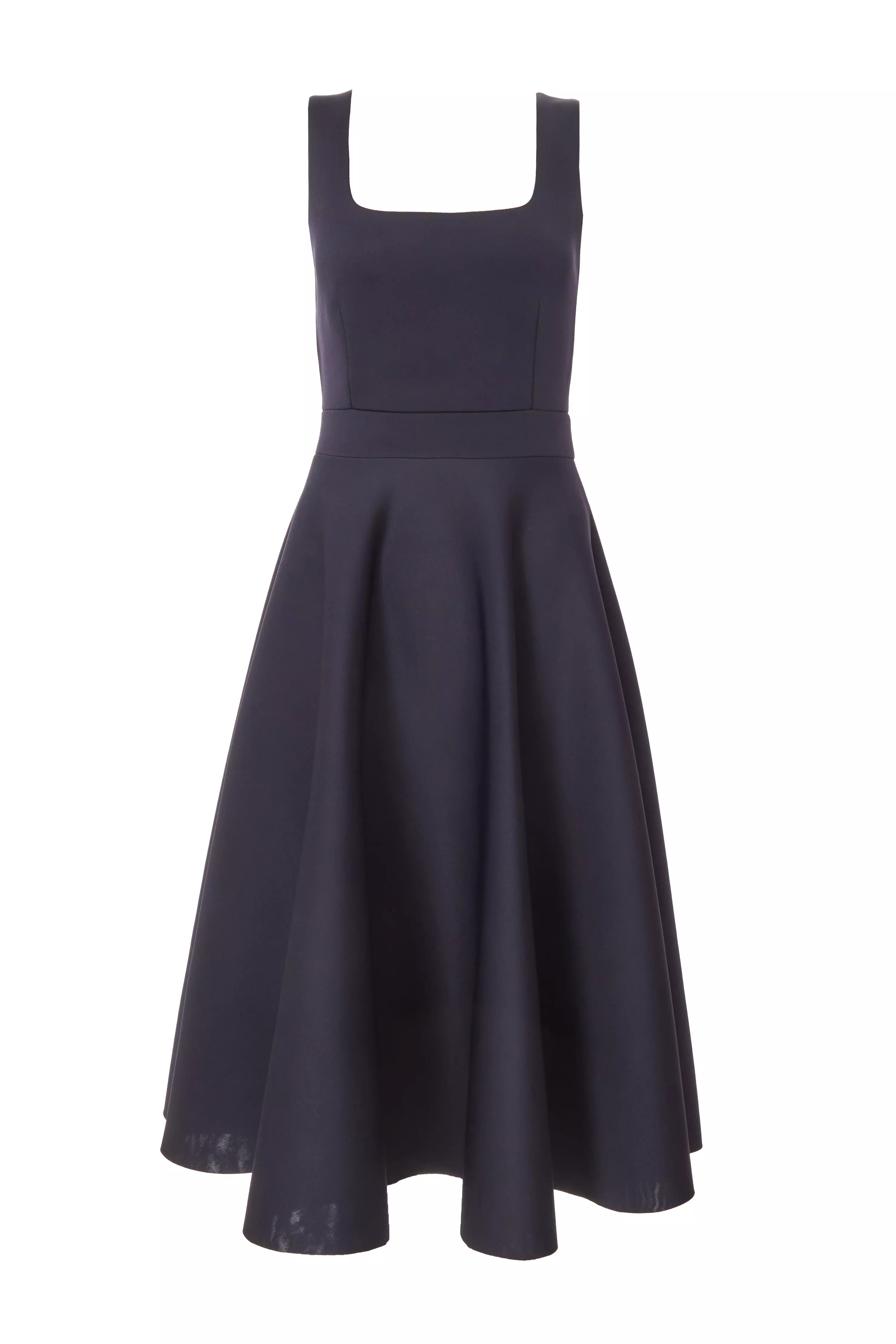 Navy Square Neckline Skater Dress