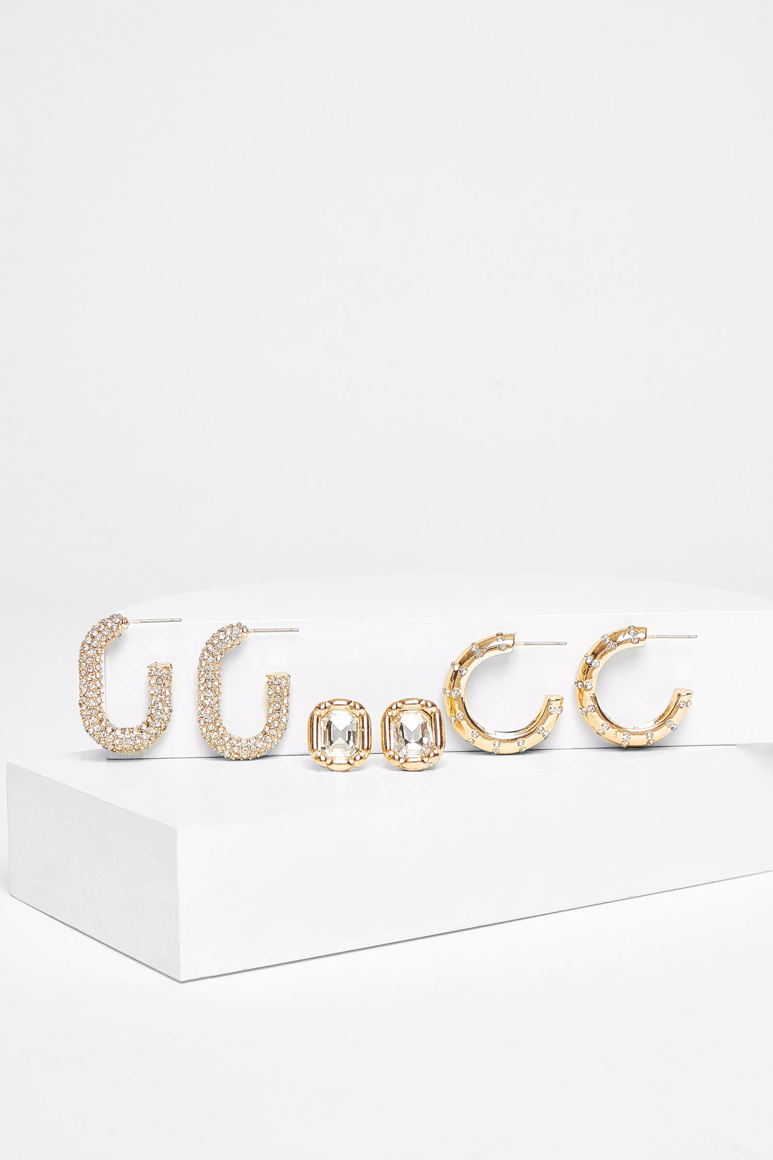Gold Diamante Earring Set