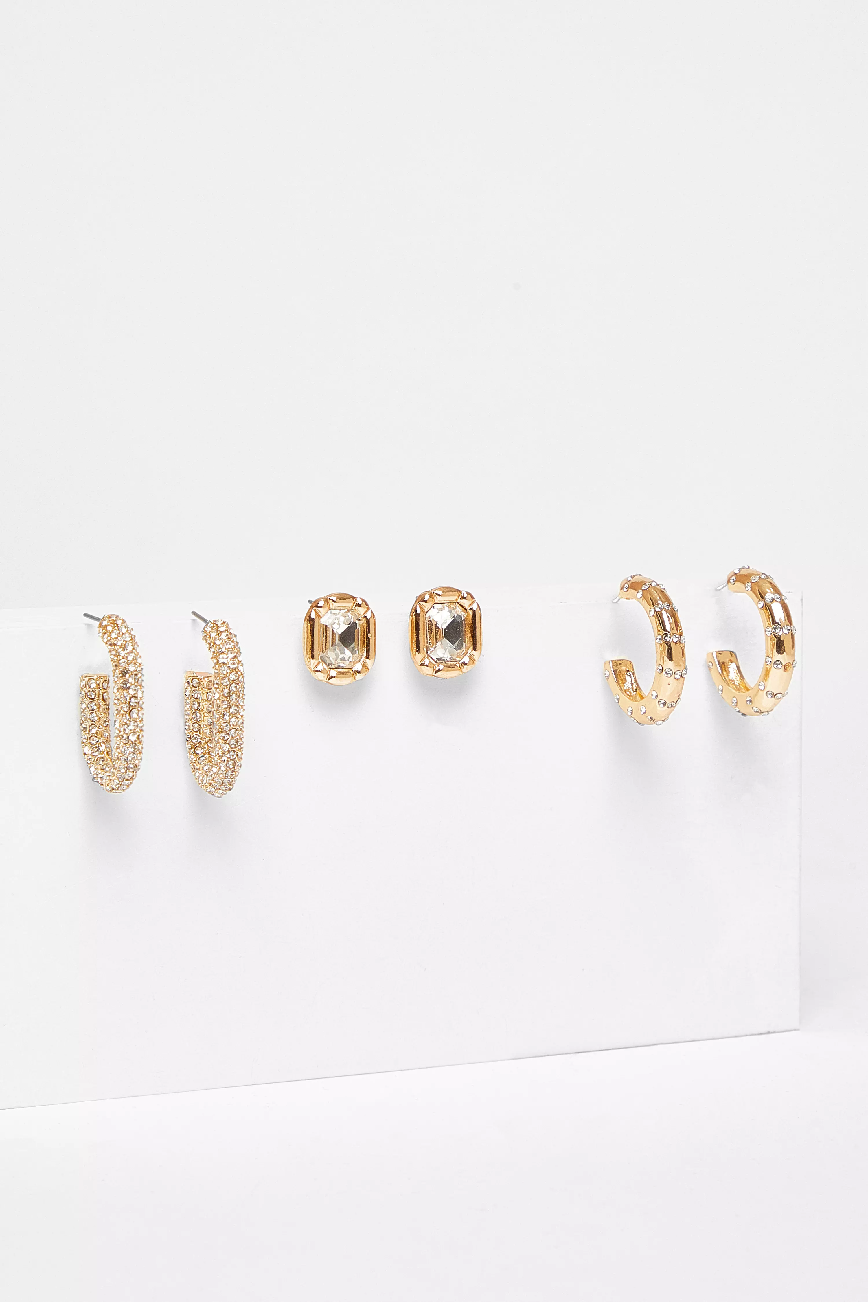 Gold Diamante Earring Set