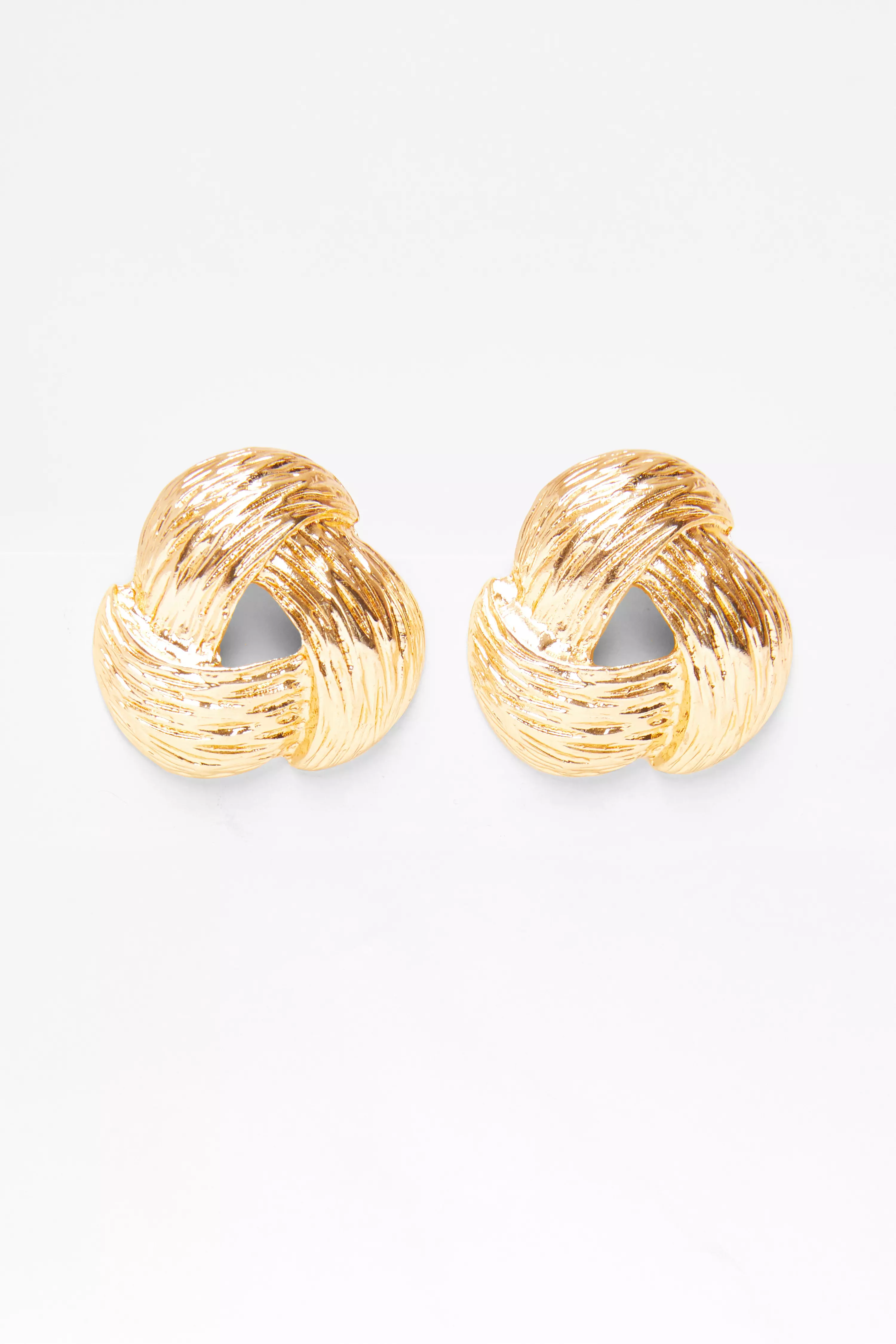 Gold Textured Knot Stud Earrings