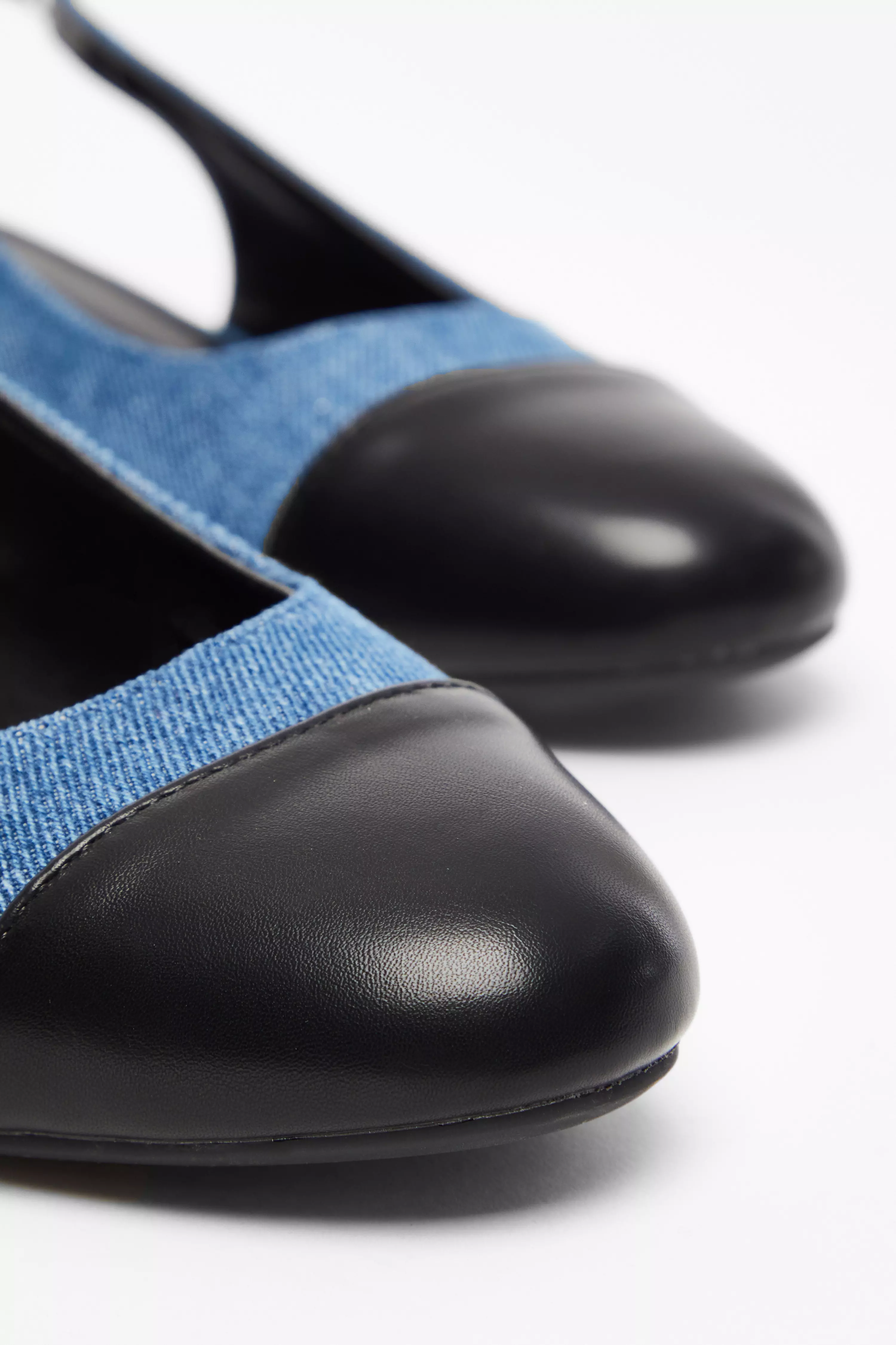 Blue Denim Faux Suede Sling Back Pumps