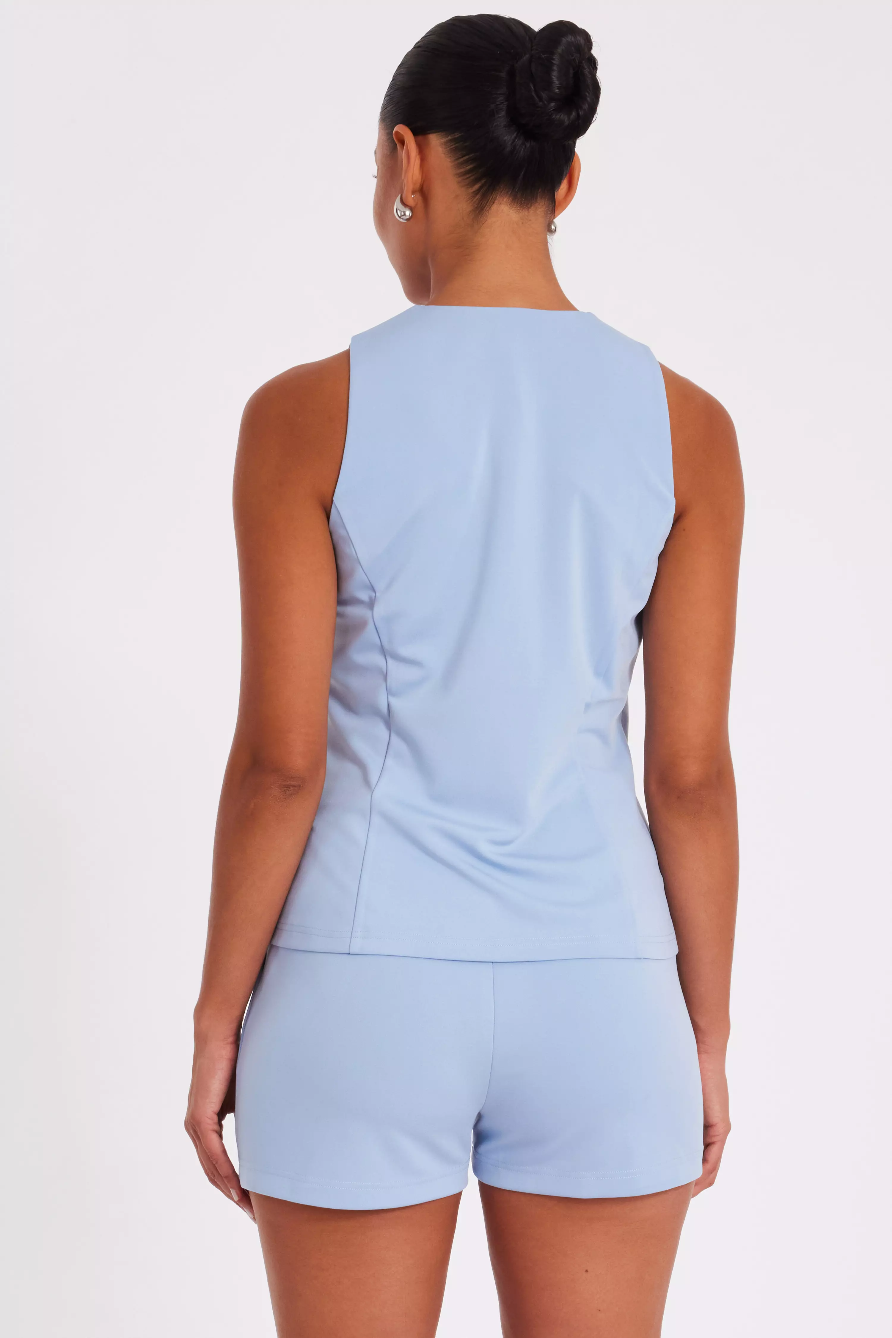 Light Blue Button Front Waistcoat
