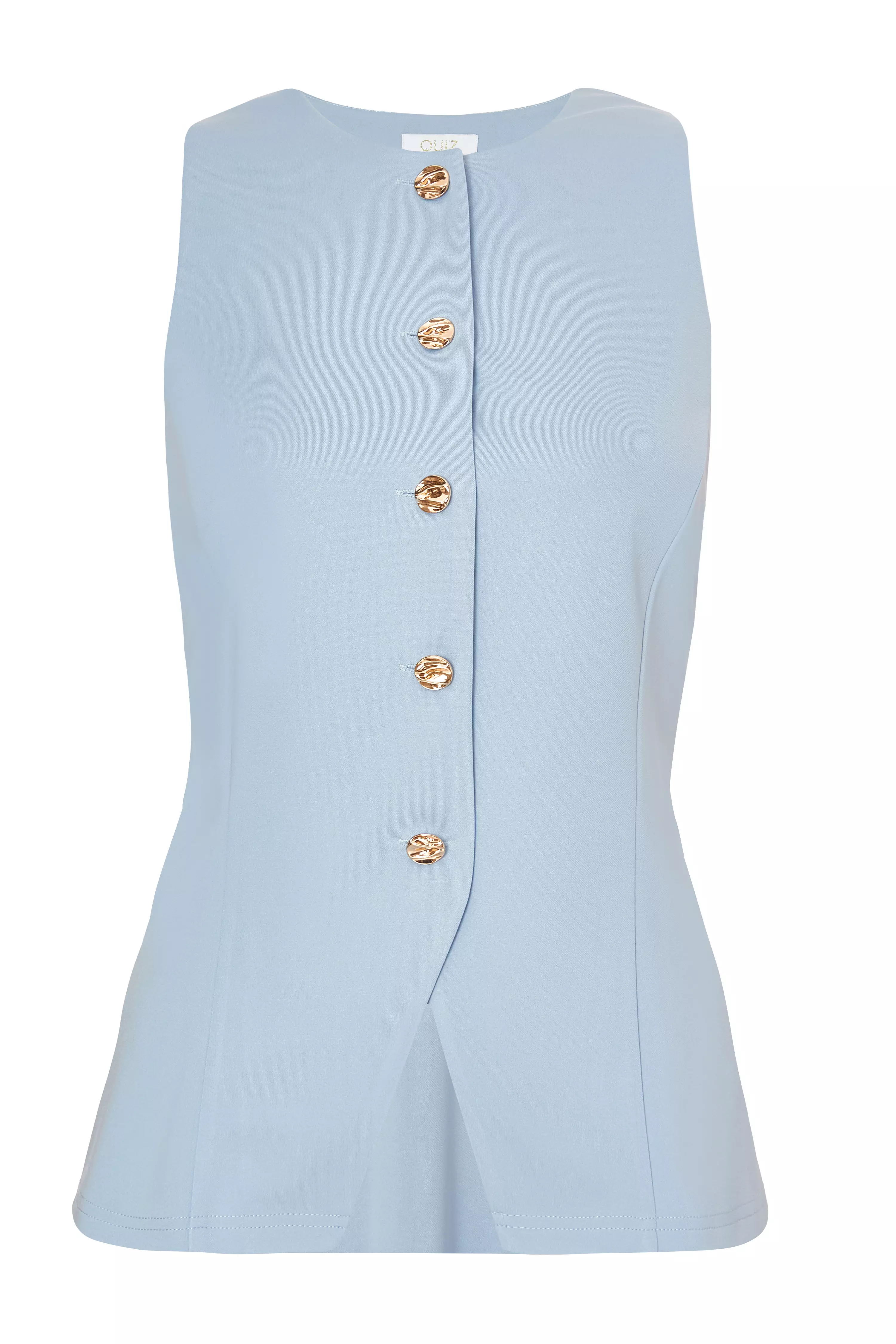Light Blue Button Front Waistcoat