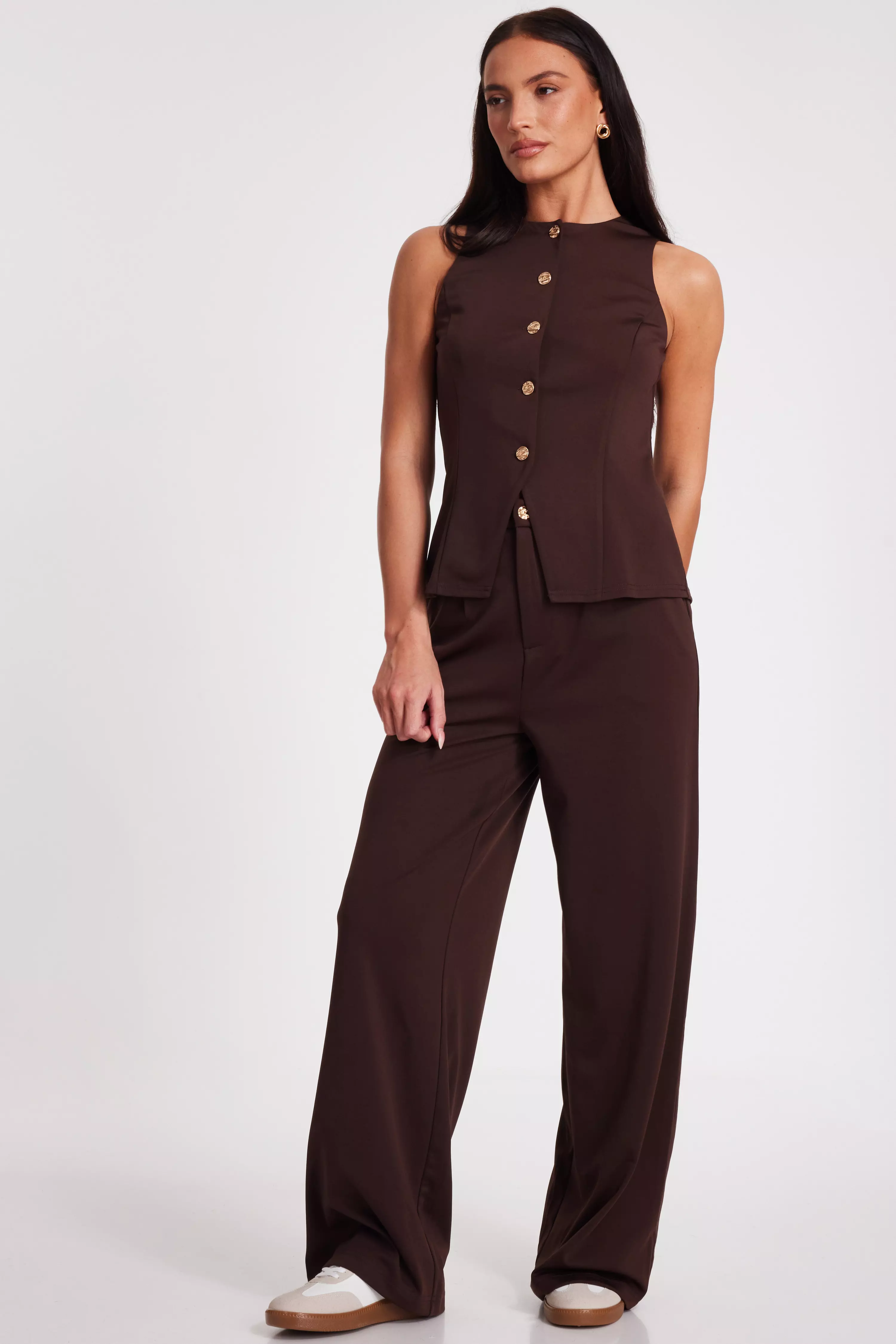 Brown Button Front Waistcoat 