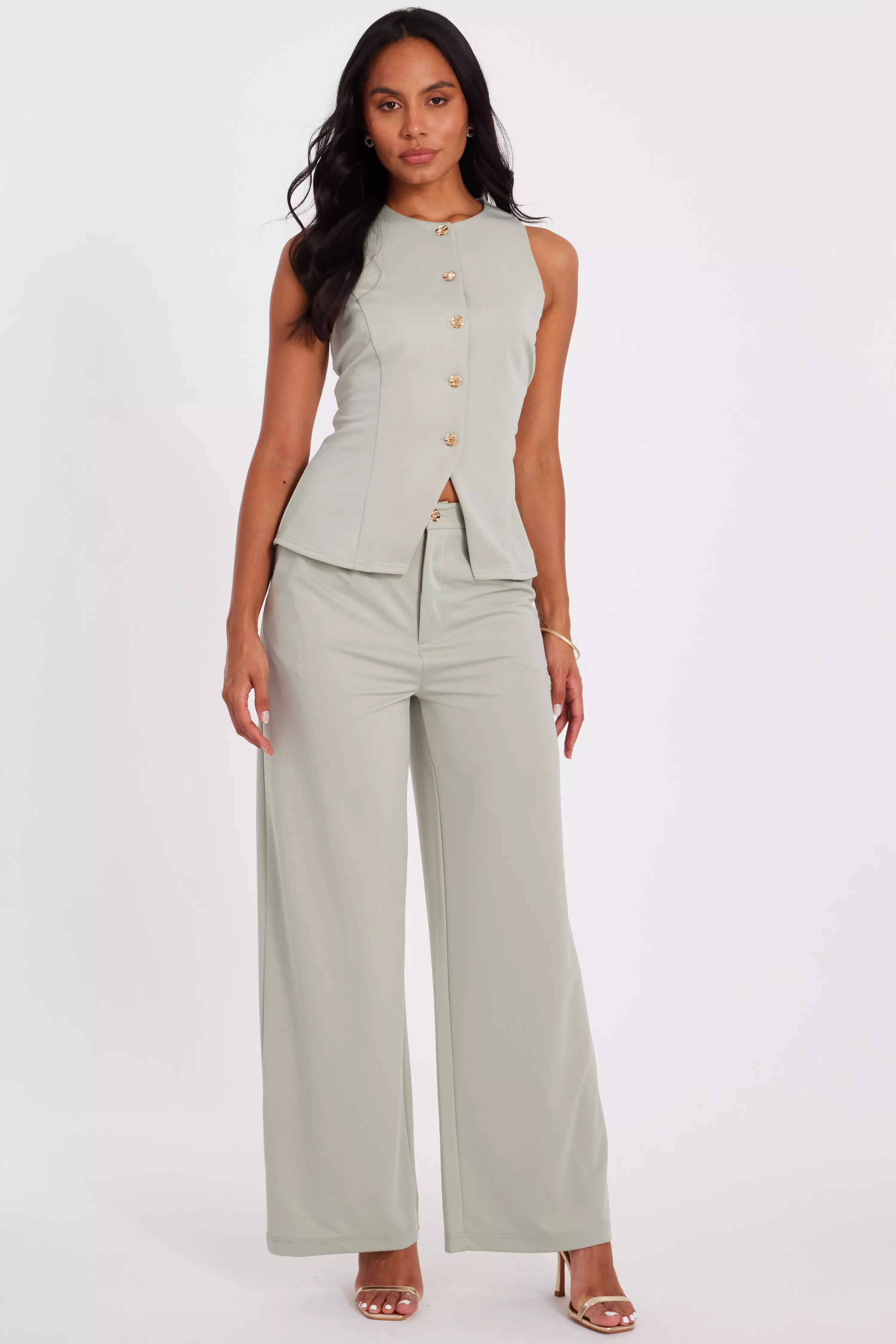 Sage Wide Leg Trousers