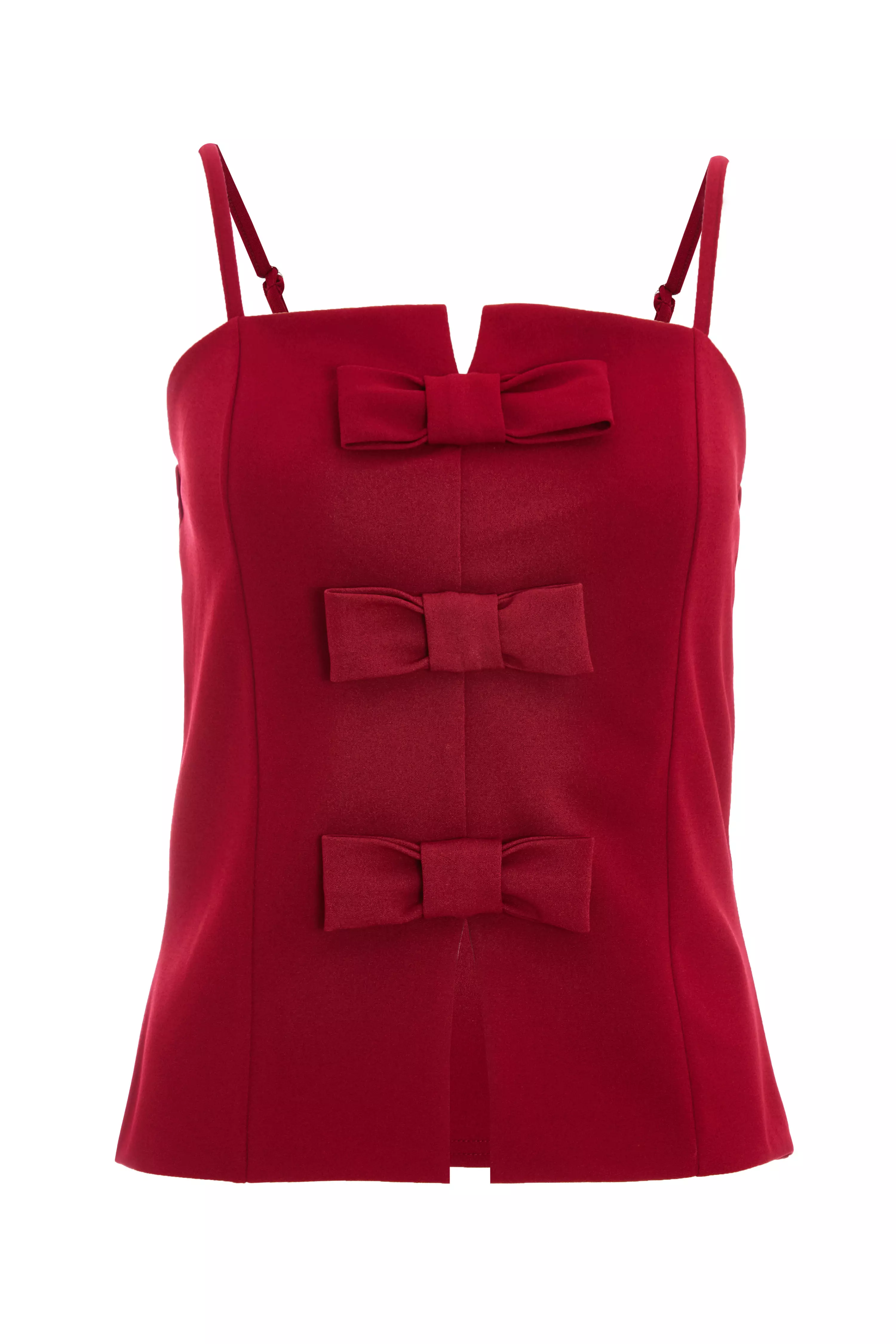 Burgundy Bow Front Strappy Top