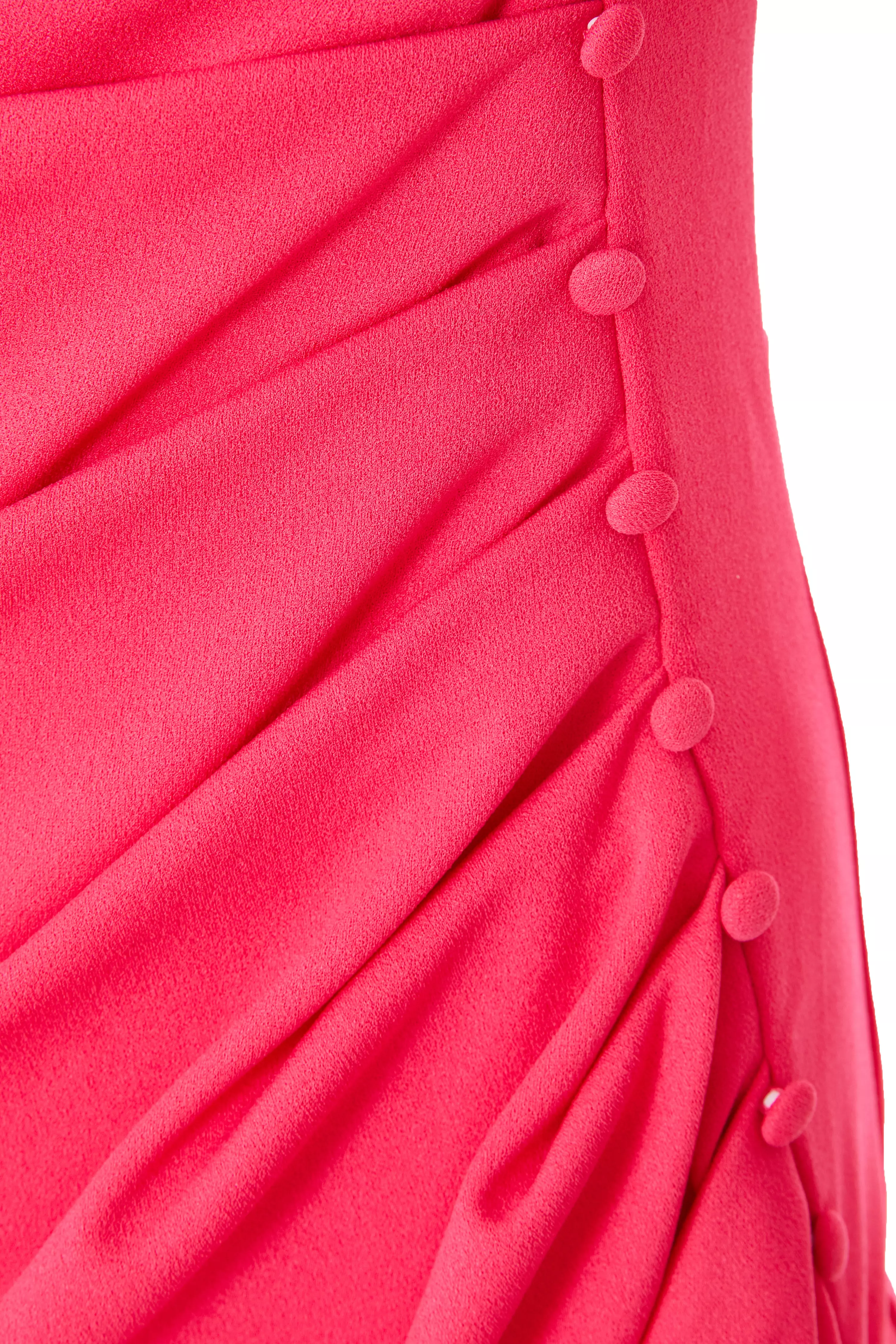 Pink Bardot Ruched Midi Dress