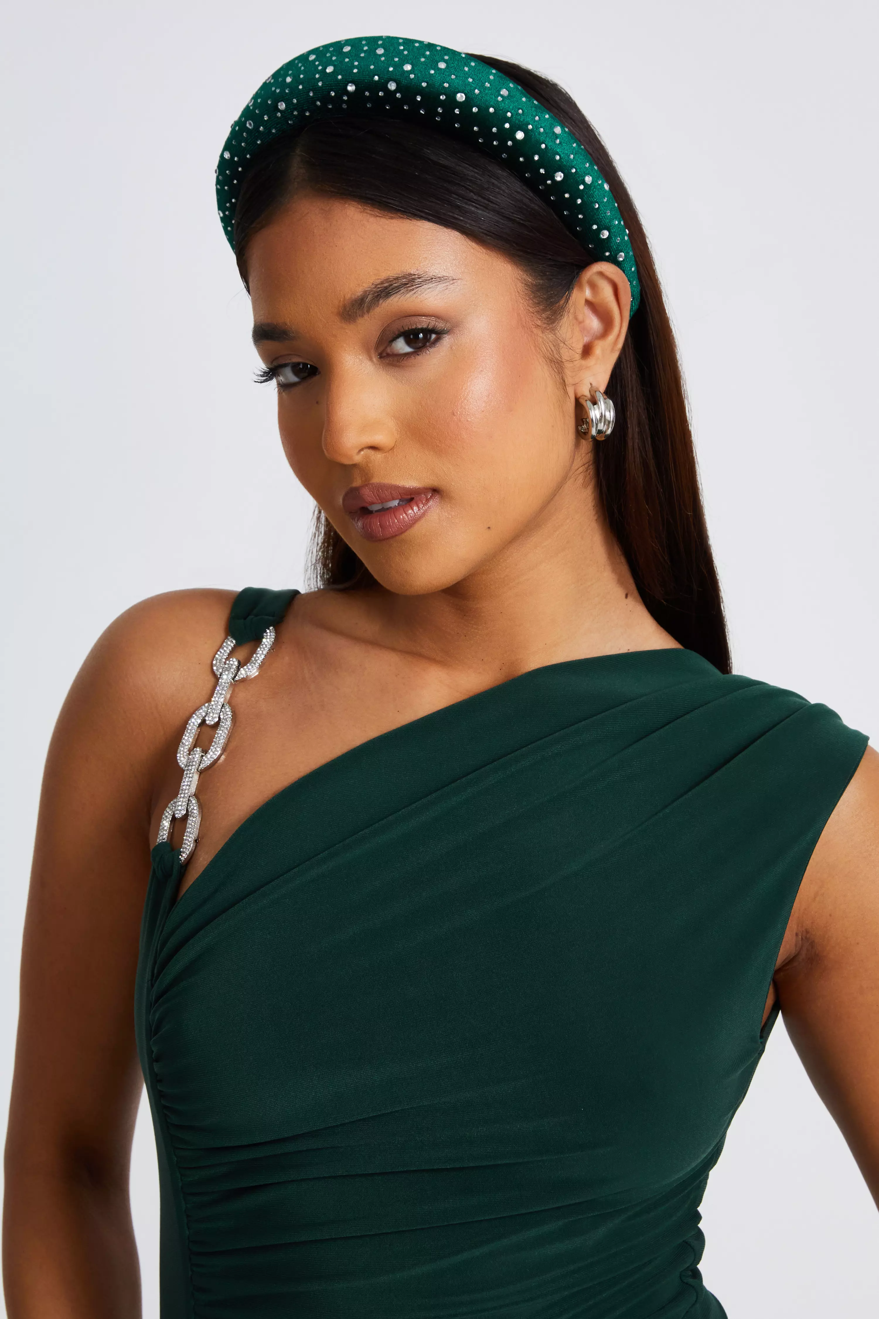 Green Velvet Diamante Headband