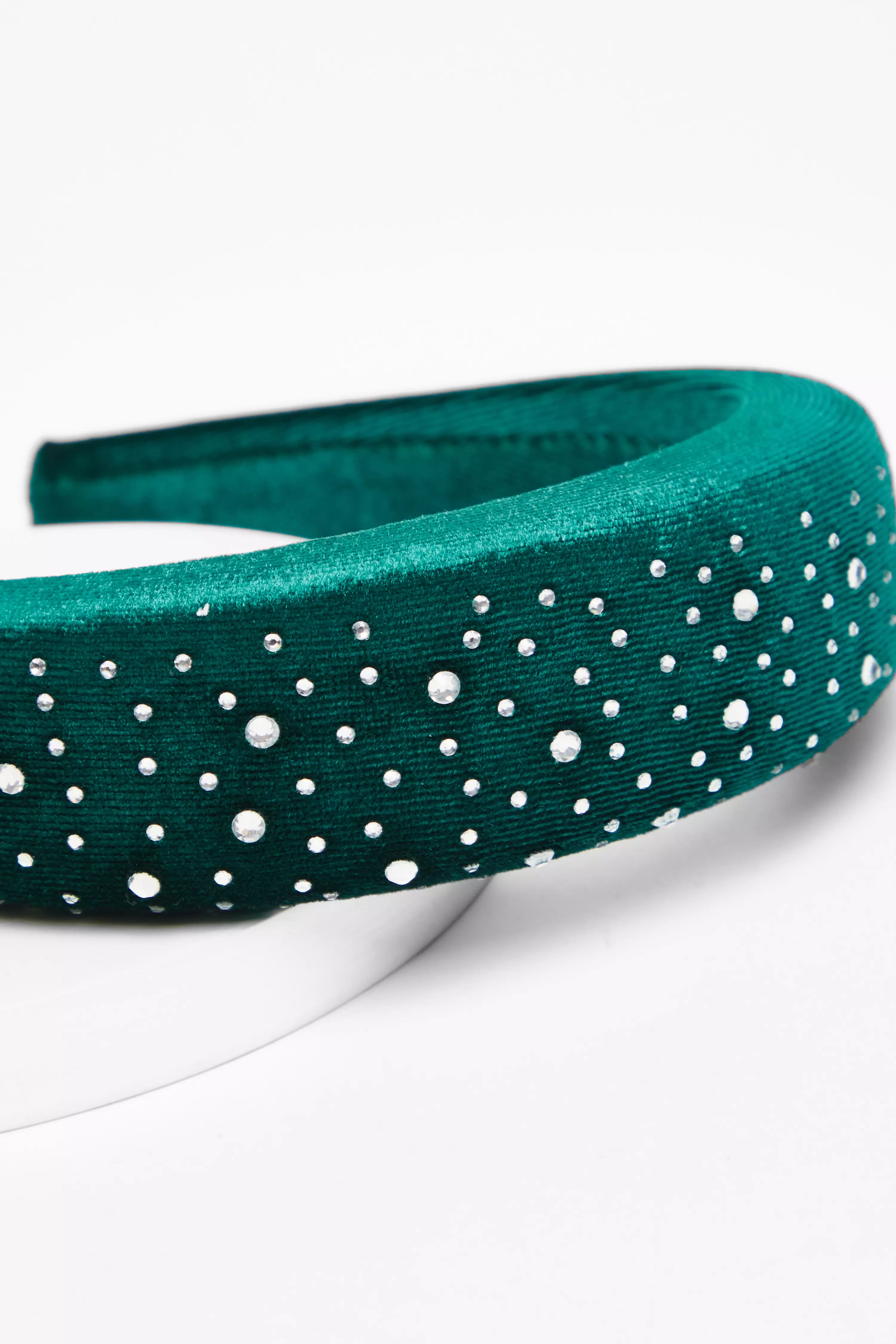 Green Velvet Diamante Headband