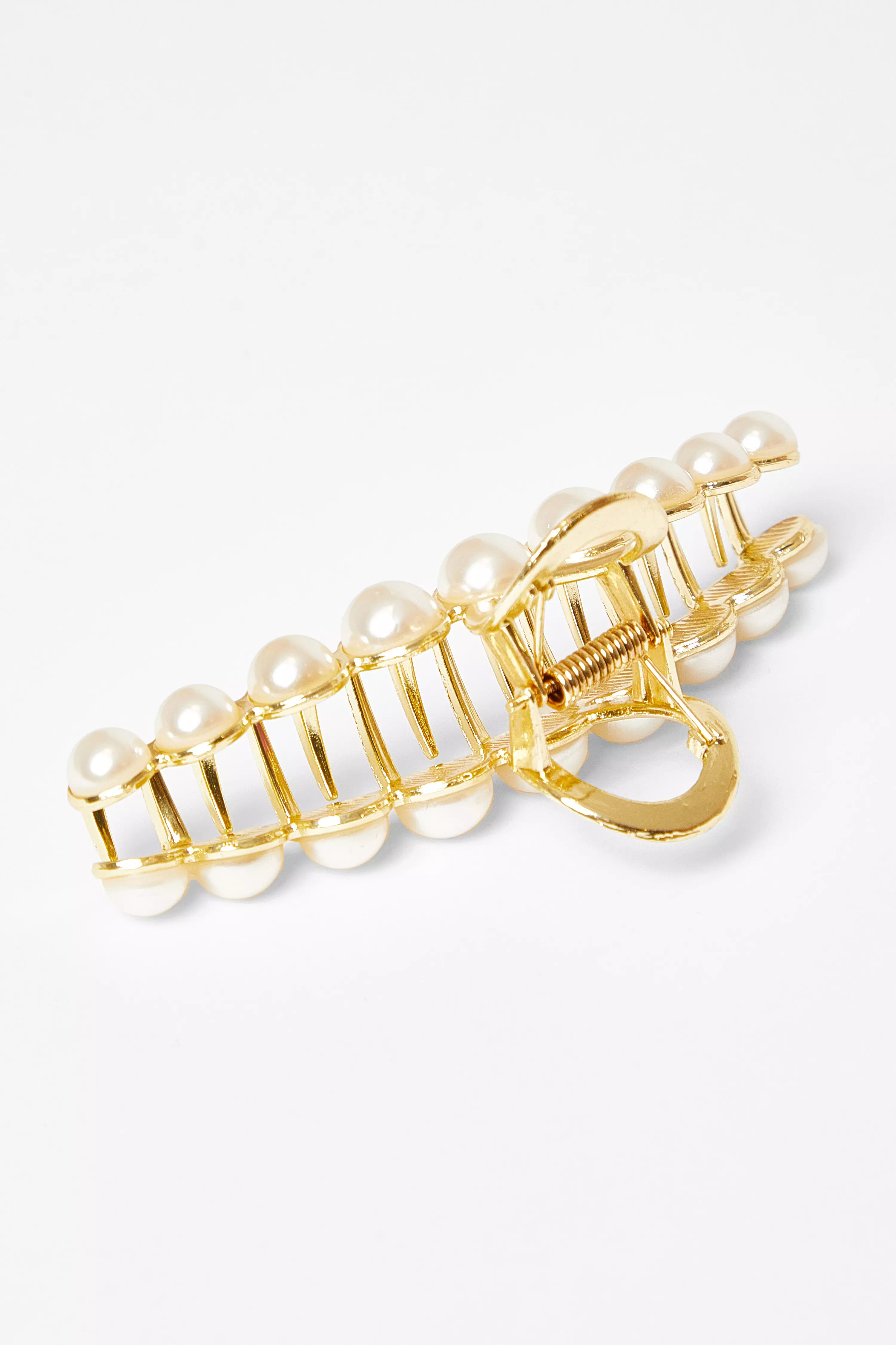 Gold Chunky Pearl Hair Claw 