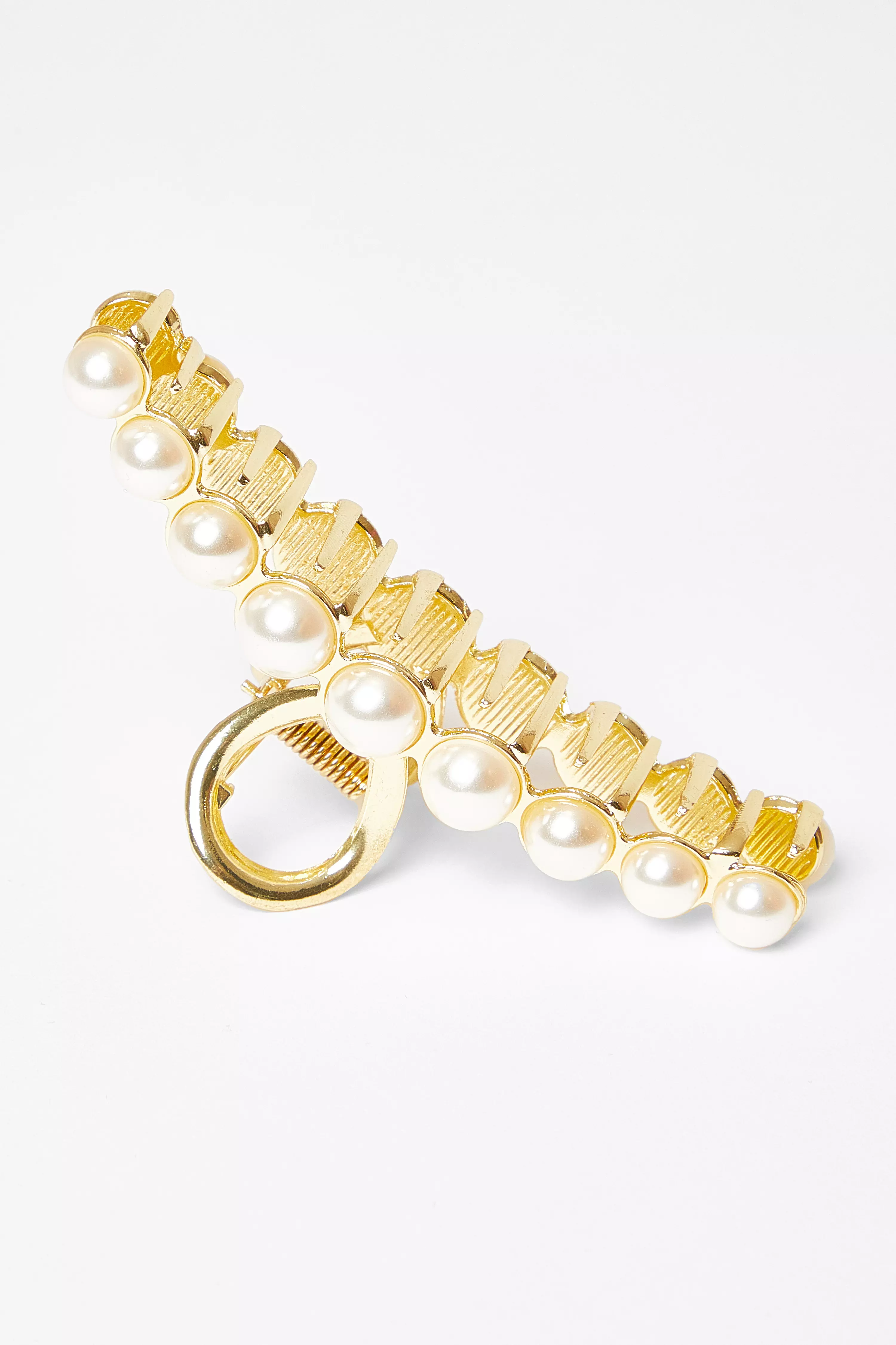 Gold Chunky Pearl Hair Claw 