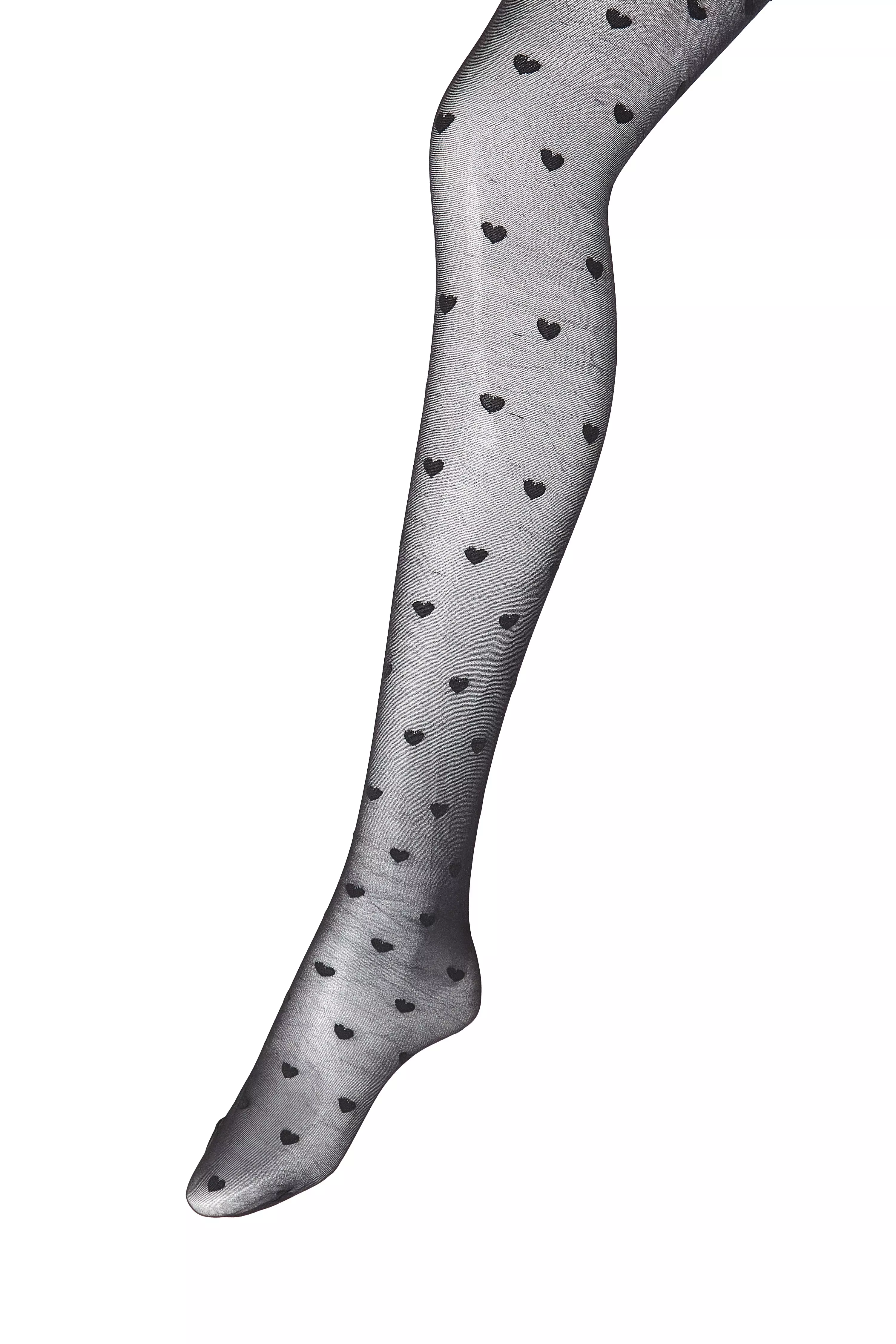 Black Sheer Heart Tights