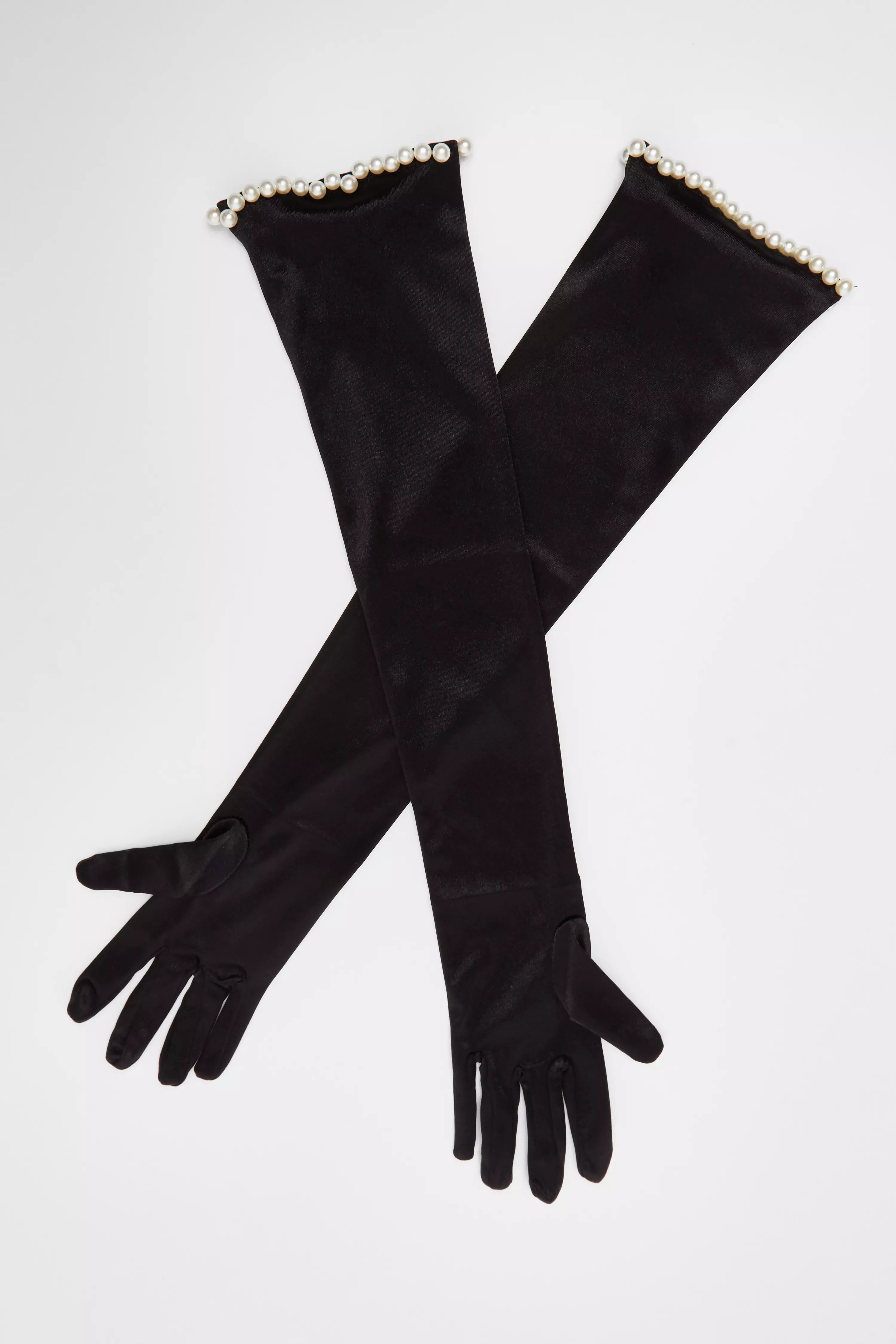 Black Satin Pearl Gloves