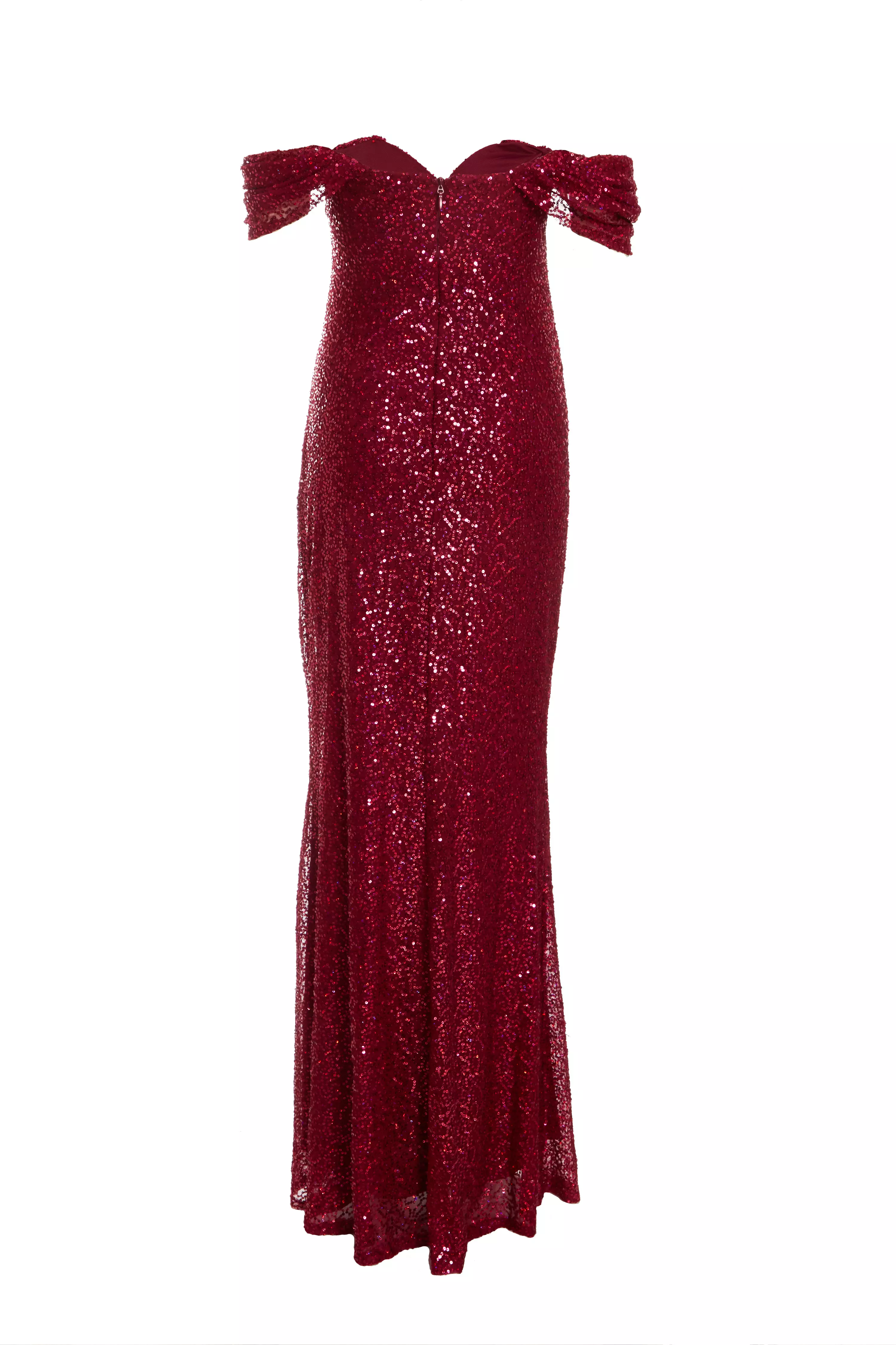 Dark Red Sequin Maxi Dress 