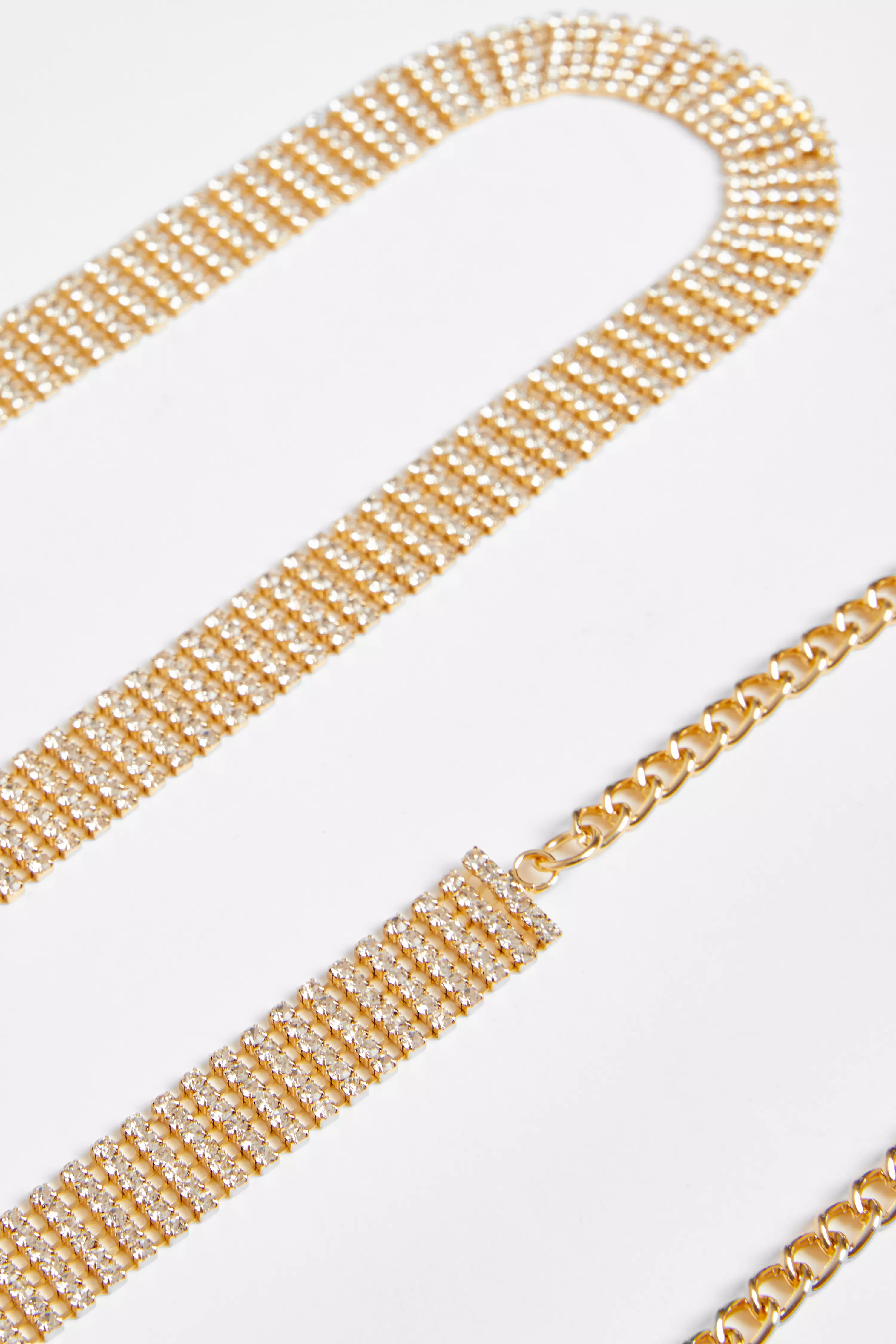 Gold Diamante Chain Belt 