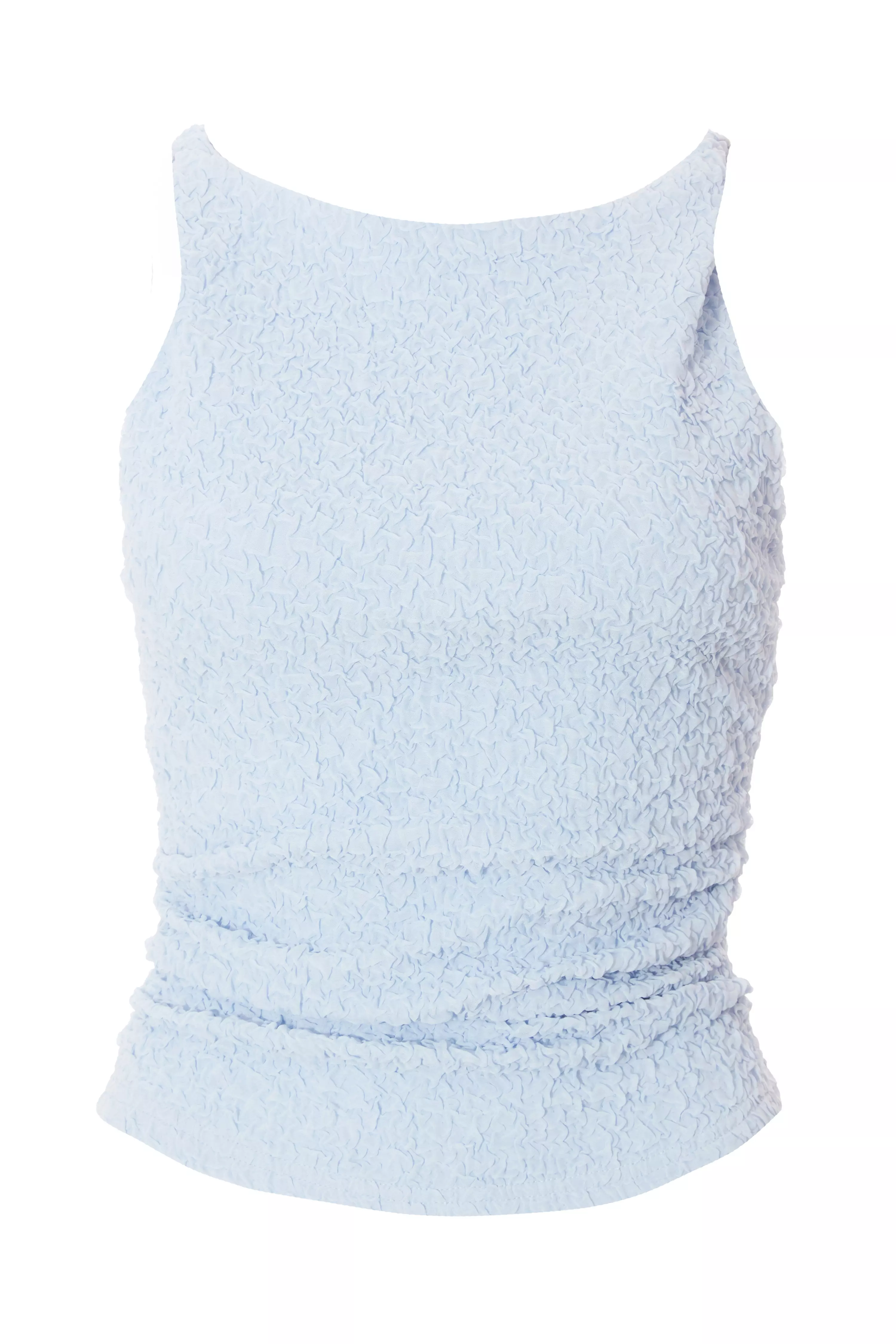 Light Blue Textured Mesh Top 