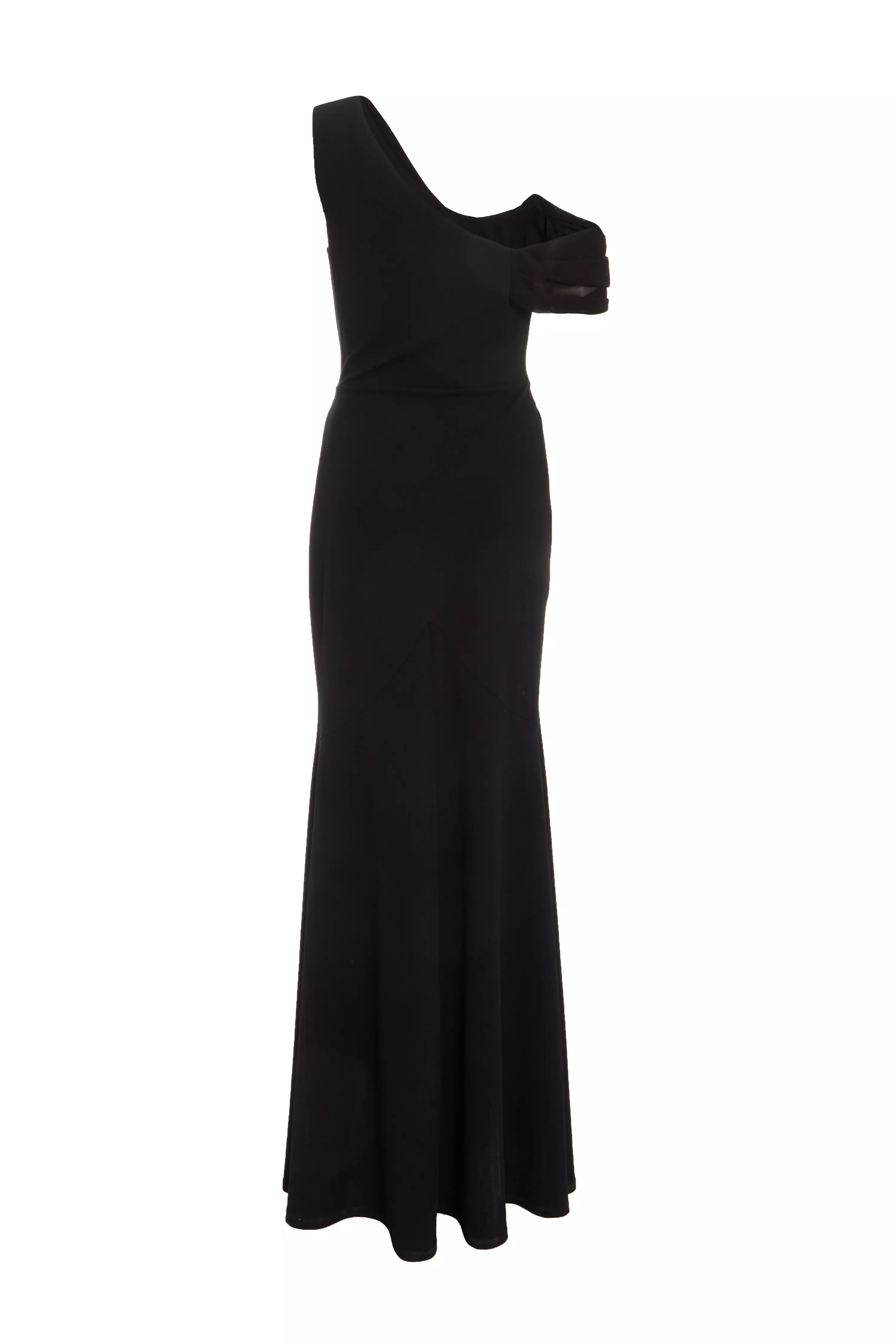 Black Chiffon Cowl Neck Maxi Dress 