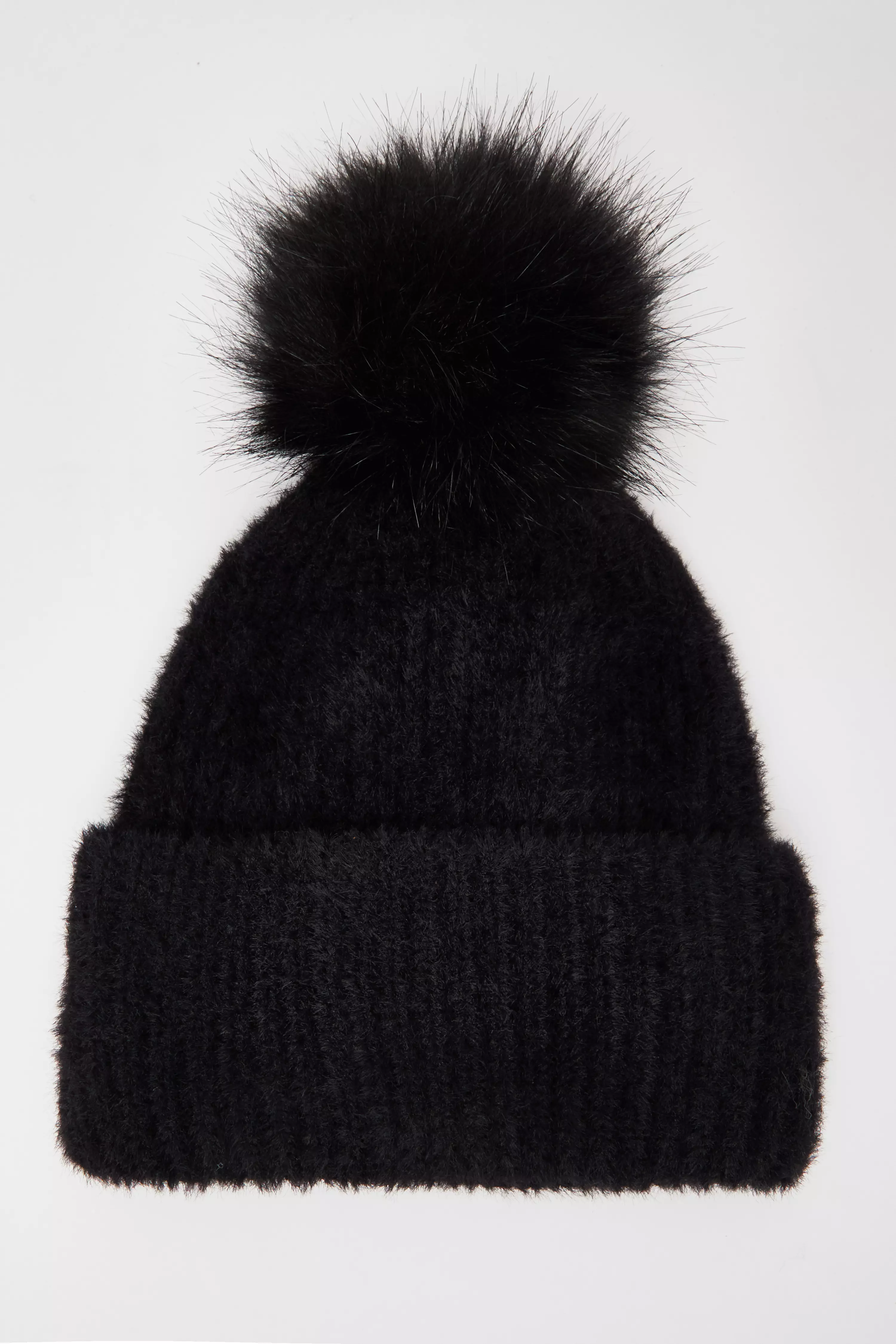 Black Knit Pom Pom Hat