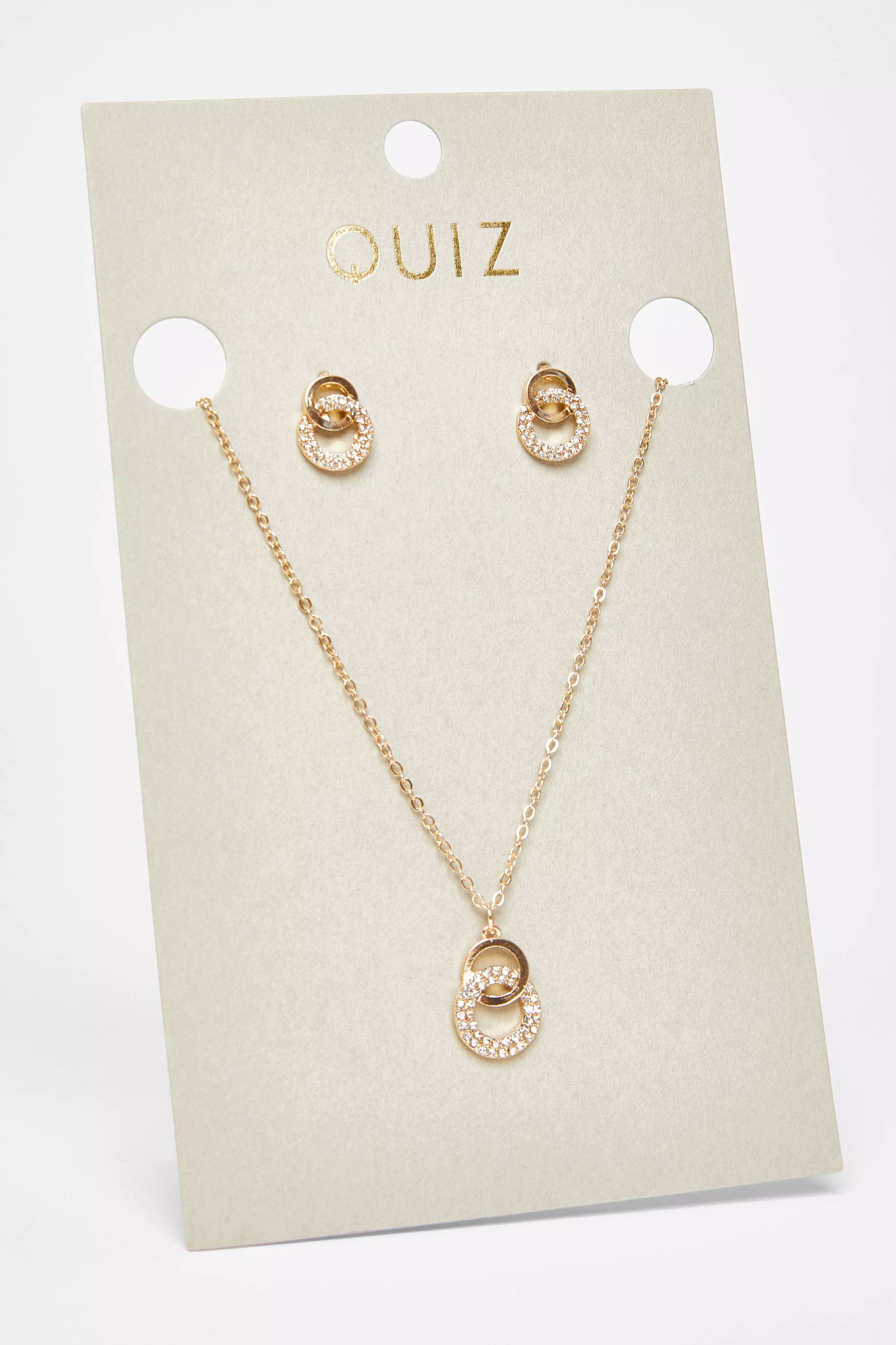 Gold Double Circle Jewellery Set