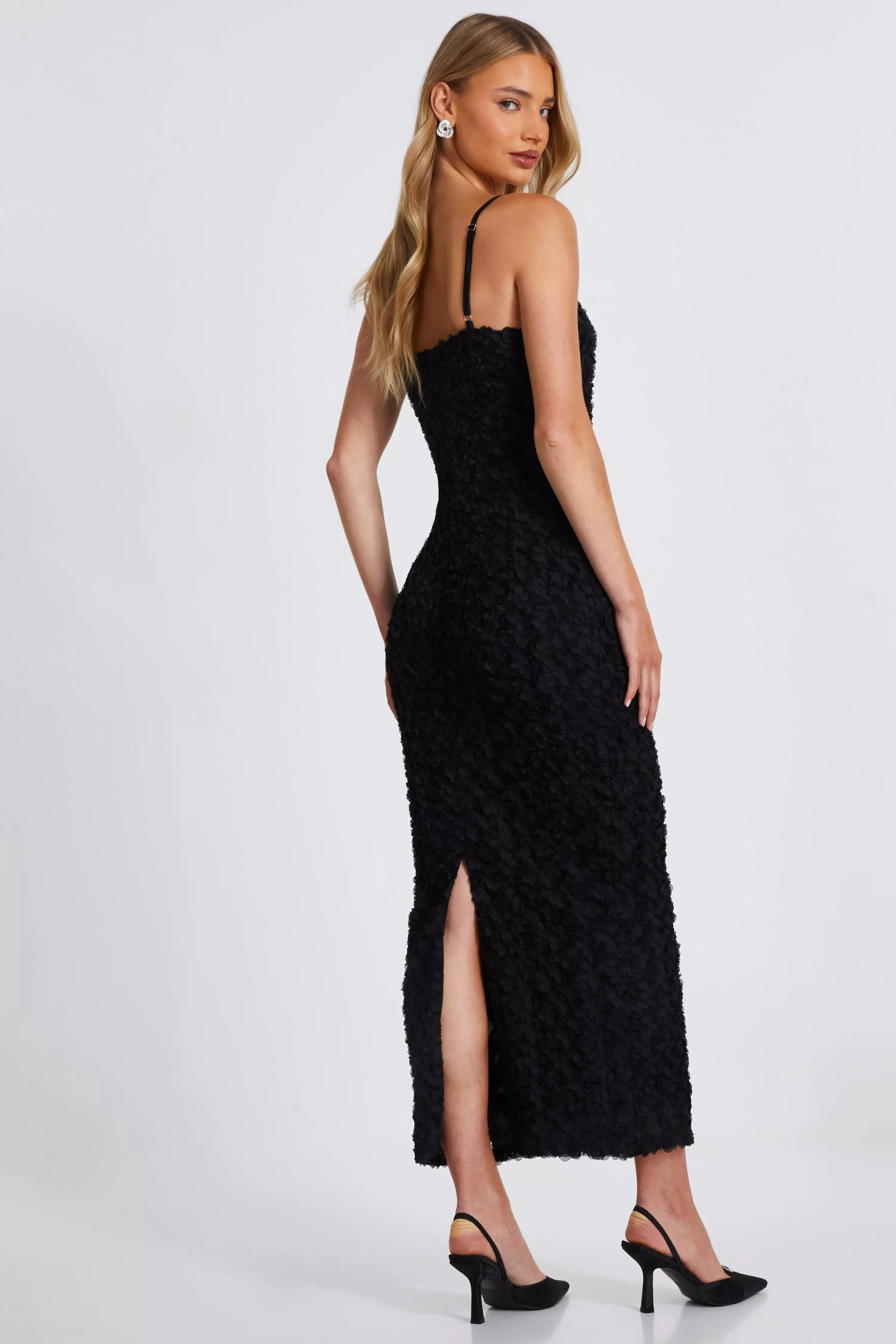 Black Floral Midaxi Dress 