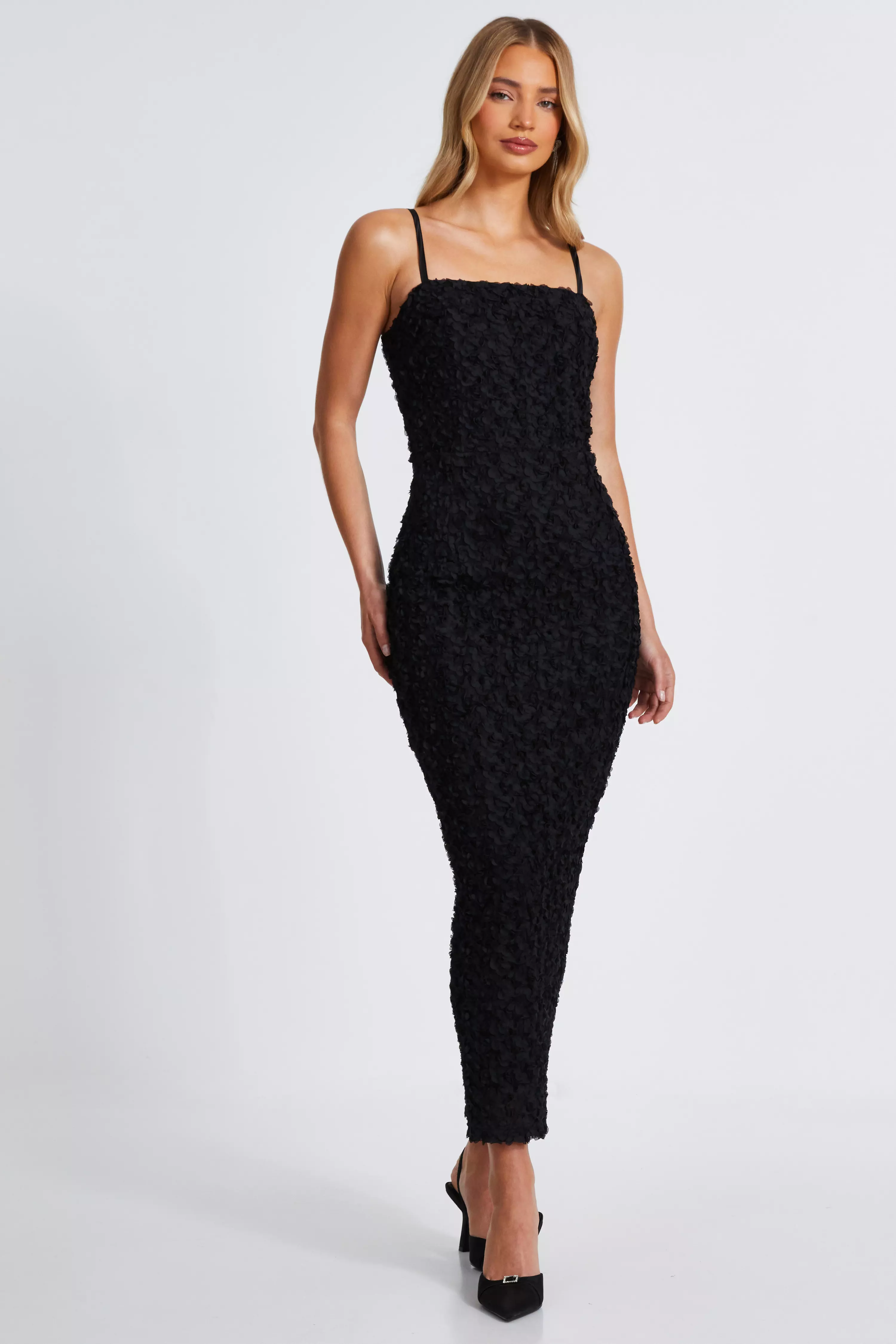 Black Floral Midaxi Dress 