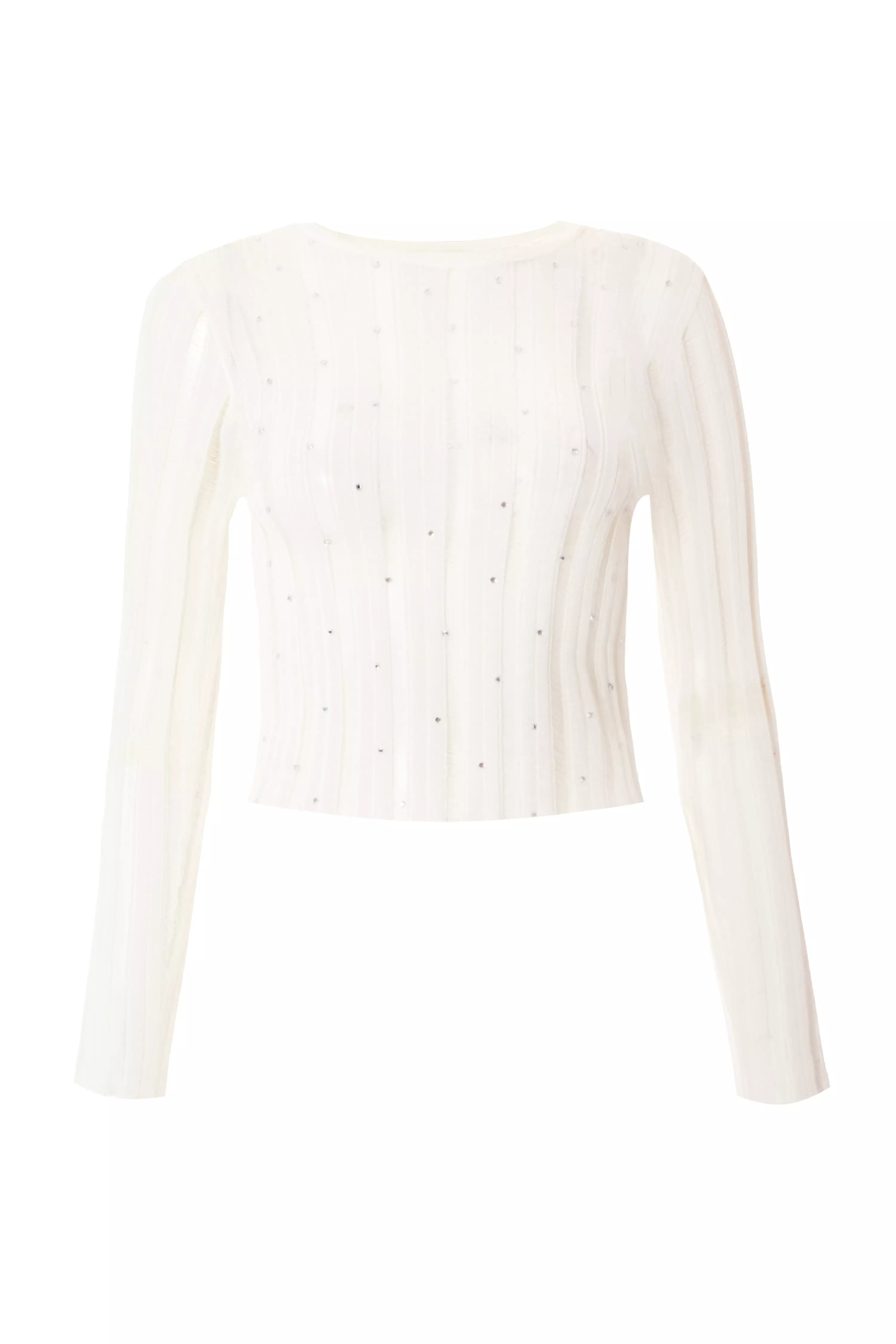 White Knitted Diamante Jumper